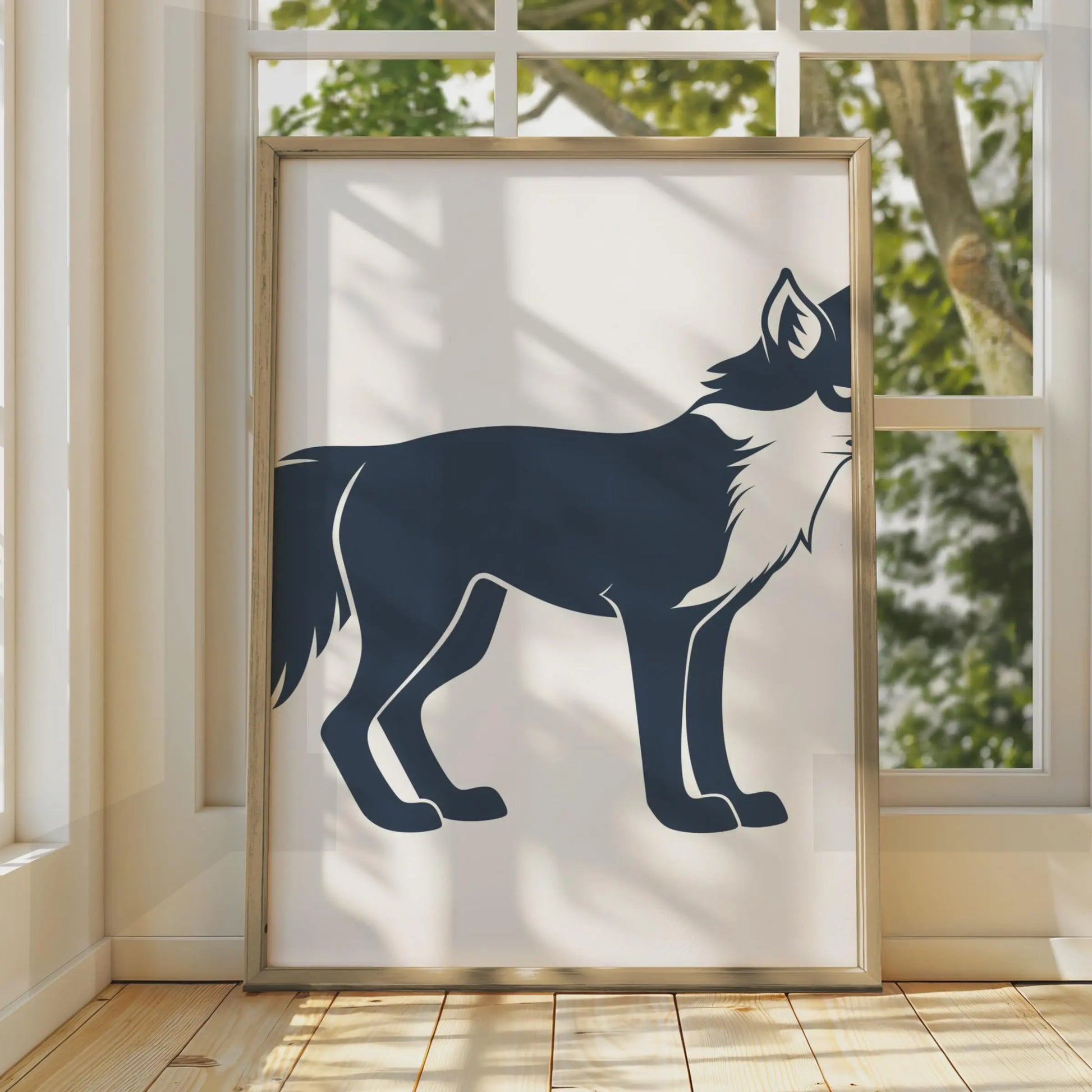 Fox Poster, Minimalist Animal Print, Navy Blue Fox Wall Art, Wildlife Decor, Modern Home wall art print