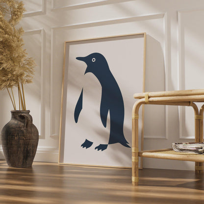 Penguin Poster, Minimalist Animal Print, Navy Blue Wall Art, Wildlife Bird Decor wall art print