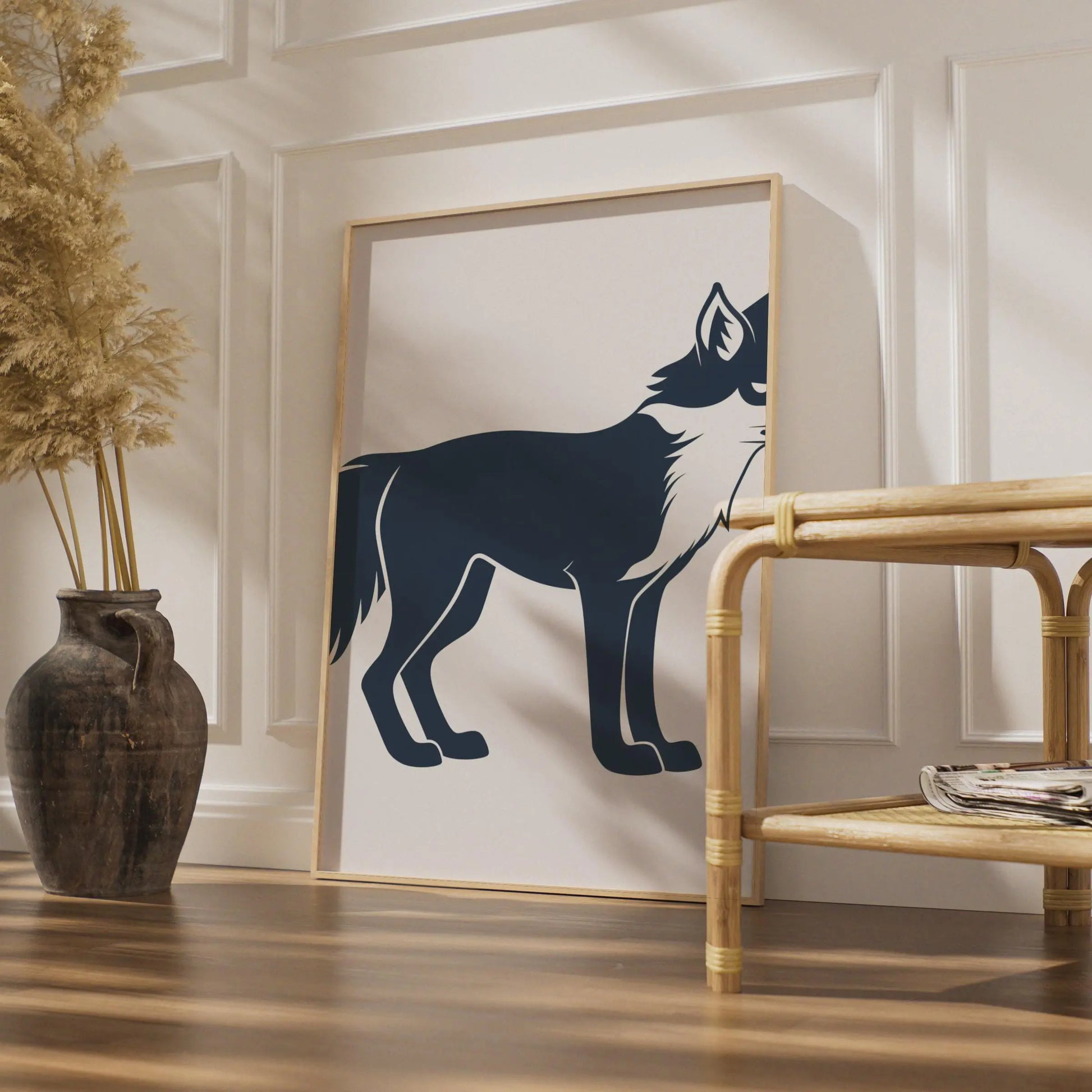 Fox Poster, Minimalist Animal Print, Navy Blue Fox Wall Art, Wildlife Decor, Modern Home wall art print