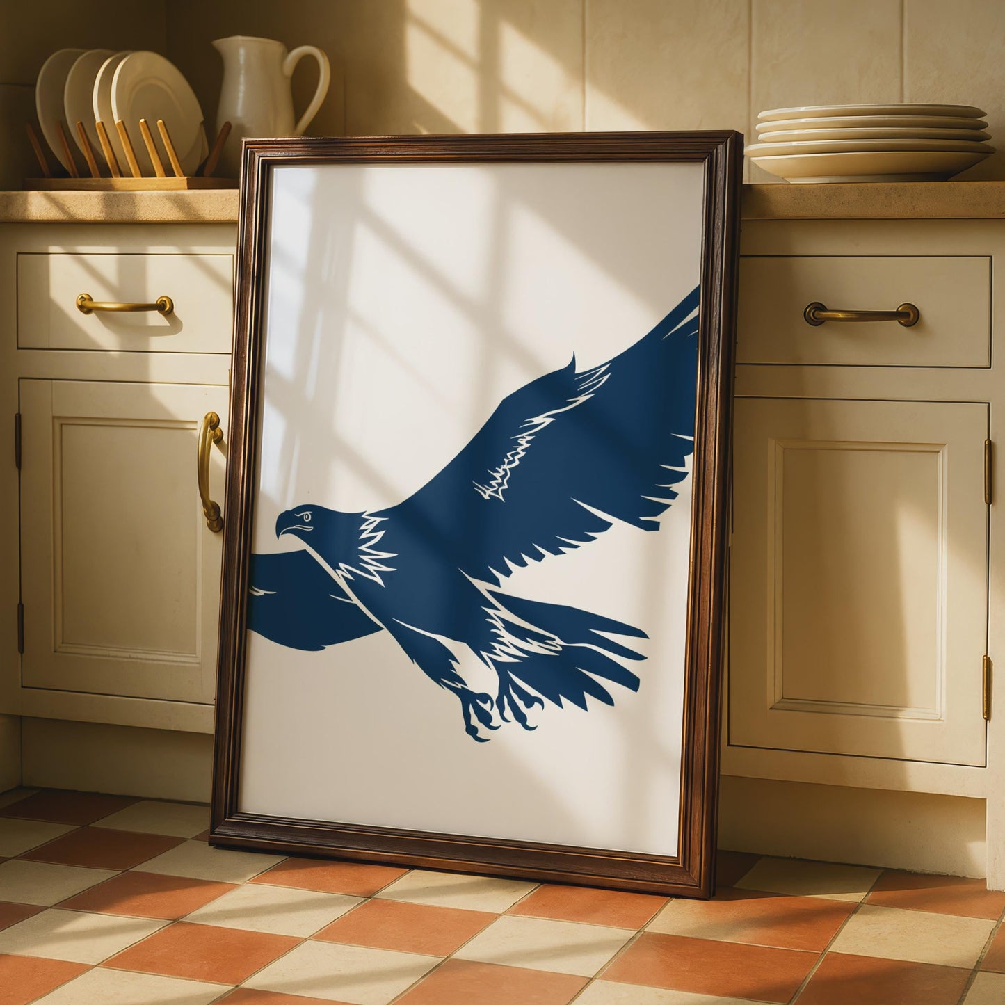 Minimalist Navy Eagle Print, Flying Bird of Prey Wall Art wall art print