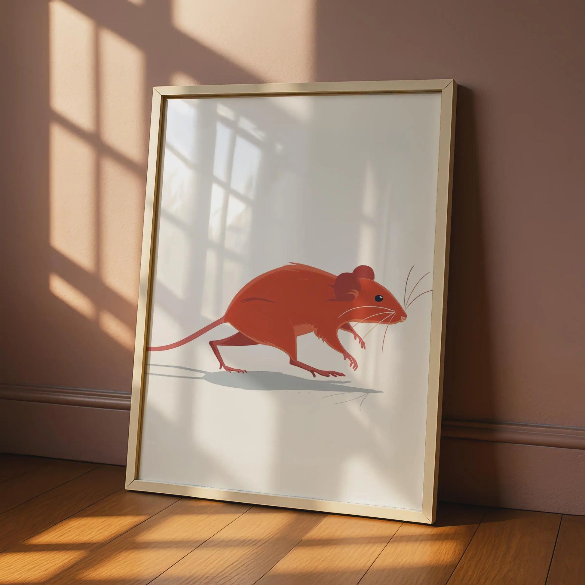 Minimalist Mouse Print, Terracotta Rodent Wildlife Art, Contemporary Wall Decor wall art print