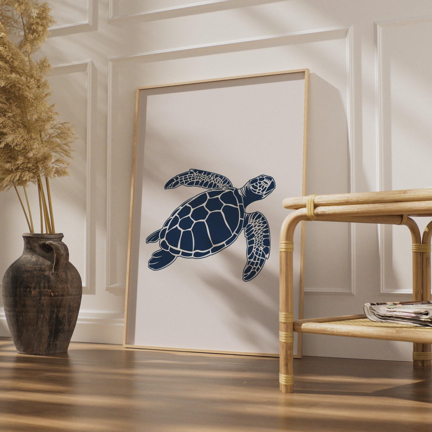 Sea Turtle Poster, Navy Blue Ocean Animal Print, Minimalist Coastal Wall Art wall art print