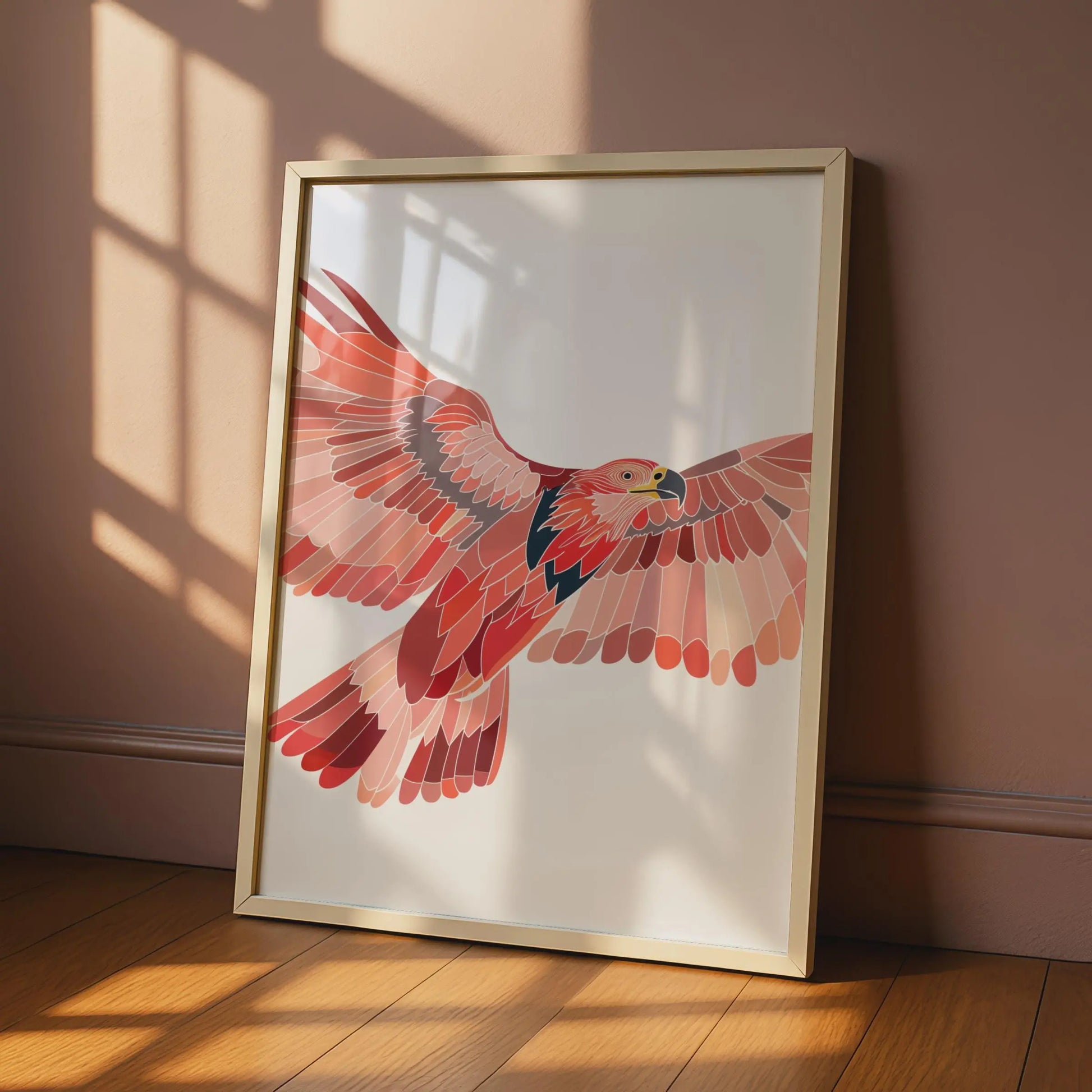 Eagle Animal Poster, Red Bird of Prey Print, Flying Hawk Wall Art, Raptor Decor wall art print