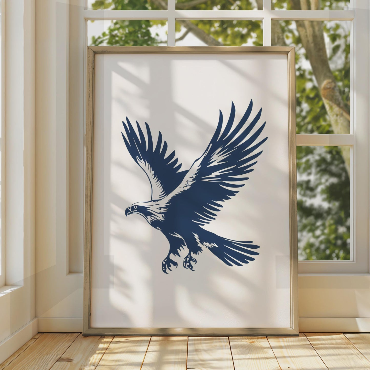 Eagle Animal Poster, Navy Blue Bird of Prey Print, Minimalist Eagle Wall Art wall art print