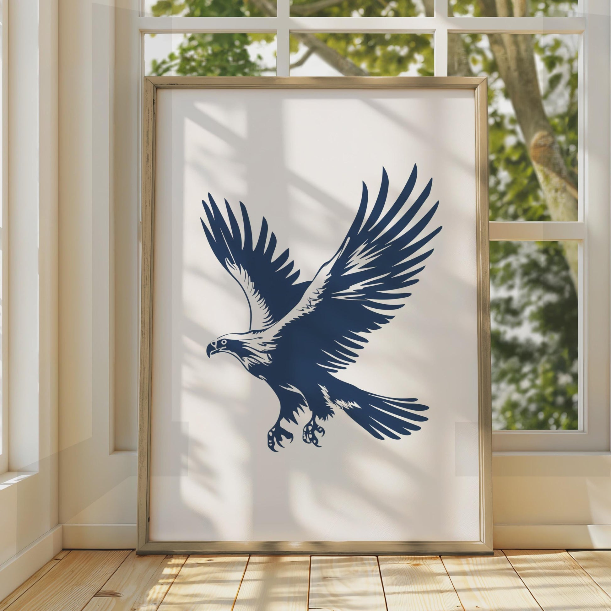 Eagle Animal Poster, Navy Blue Bird of Prey Print, Minimalist Eagle Wall Art wall art print