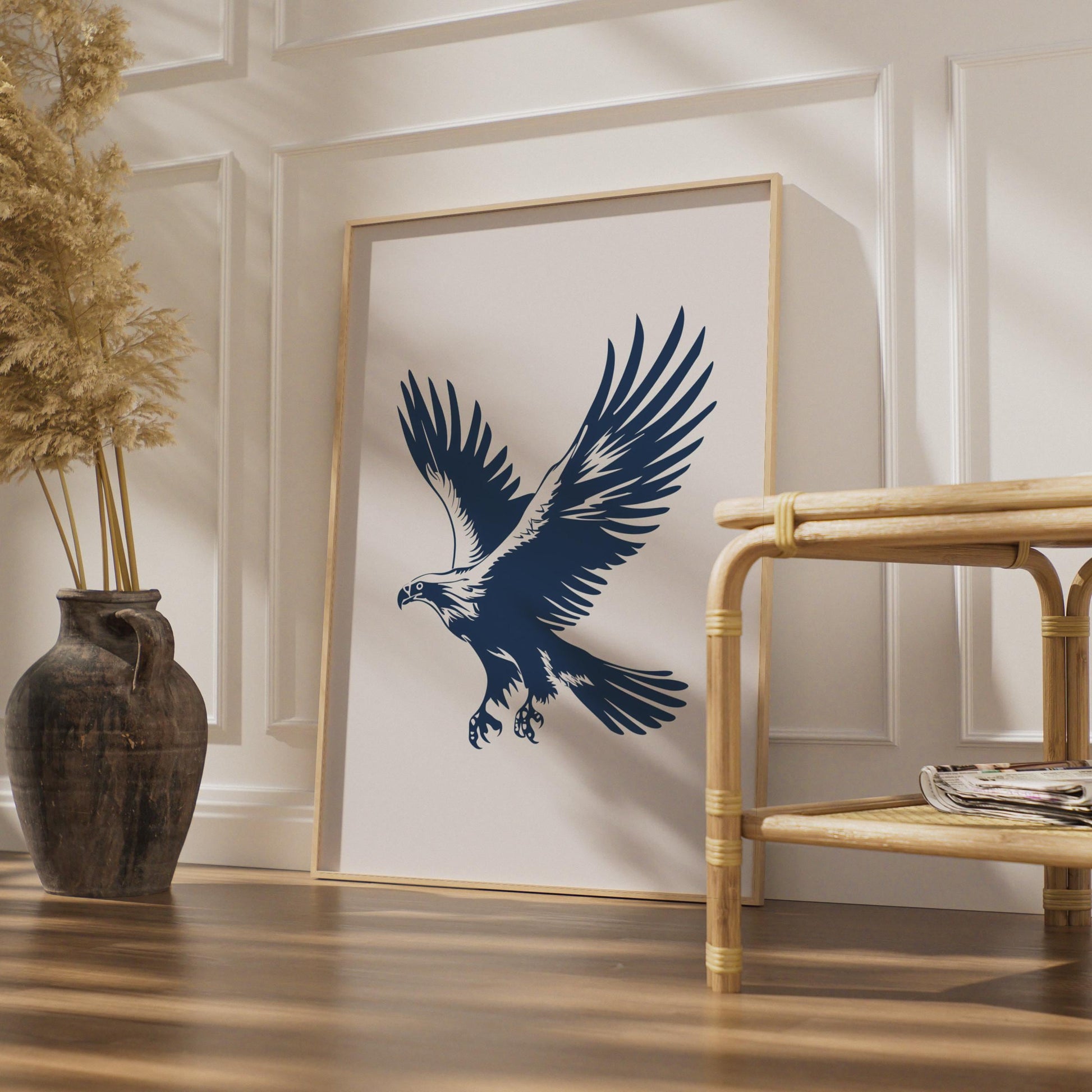 Eagle Animal Poster, Navy Blue Bird of Prey Print, Minimalist Eagle Wall Art wall art print