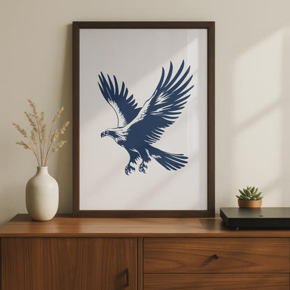Eagle Animal Poster, Navy Blue Bird of Prey Print, Minimalist Eagle Wall Art wall art print