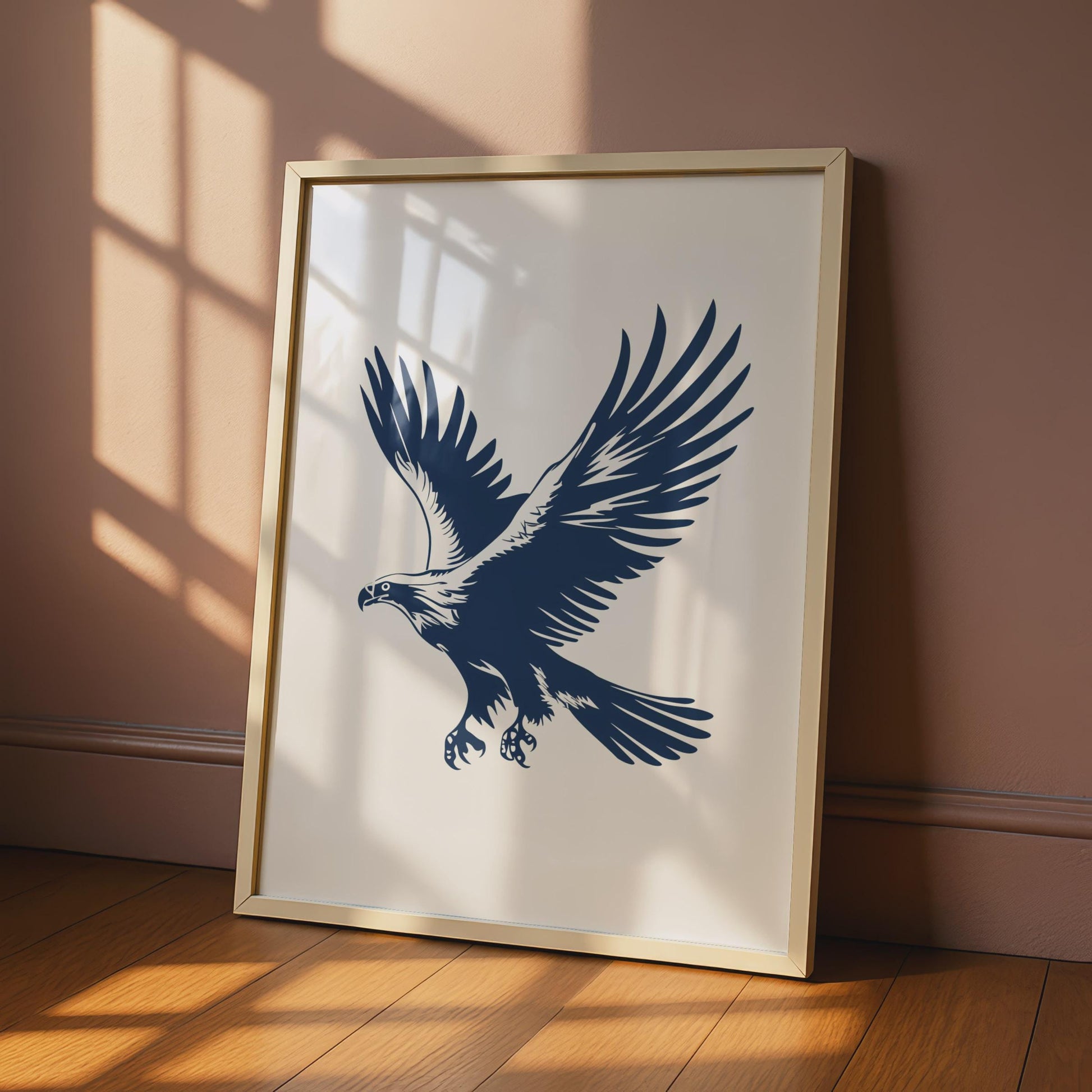 Eagle Animal Poster, Navy Blue Bird of Prey Print, Minimalist Eagle Wall Art wall art print