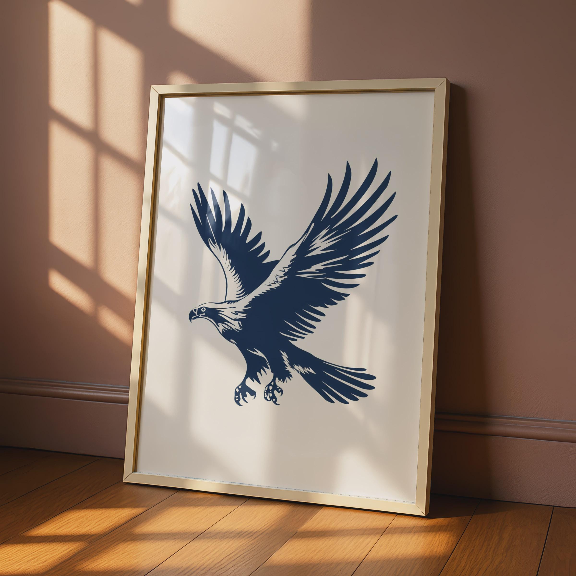 Eagle Animal Poster, Navy Blue Bird of Prey Print, Minimalist Eagle Wall Art wall art print