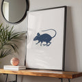 Mouse Animal Poster, Navy Blue Minimalist Rat Print, Rodent Wall Art, Modern Home Decor wall art print