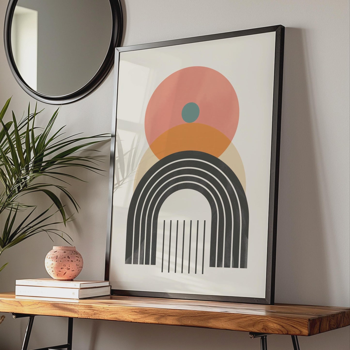 Boho Abstract Print, Geometric Rainbow Poster, Mid Century Modern Wall Art wall art print