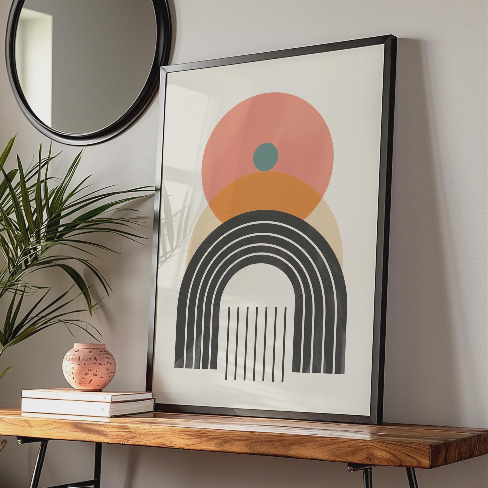 Boho Abstract Print, Geometric Rainbow Poster, Mid Century Modern Wall Art wall art print