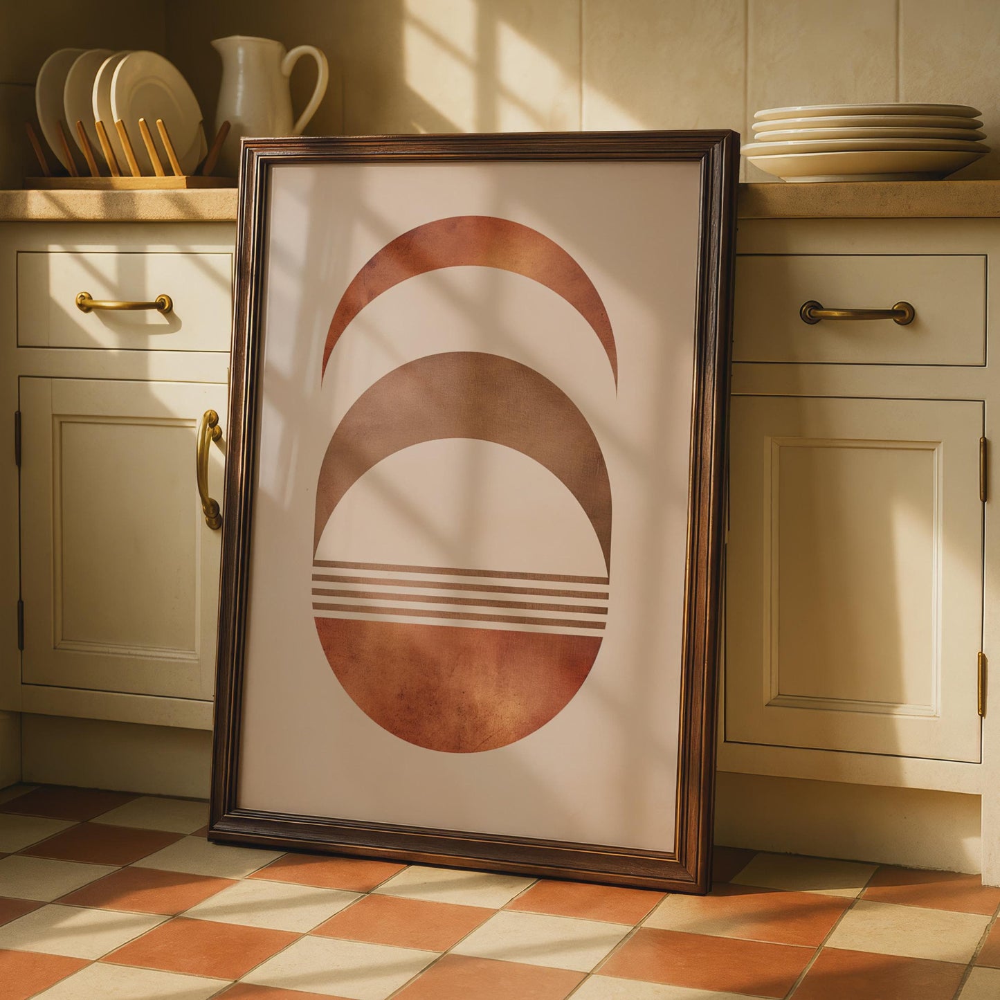 Boho Abstract Print, Terracotta Geometric Poster, Mid Century Modern Wall Art wall art print