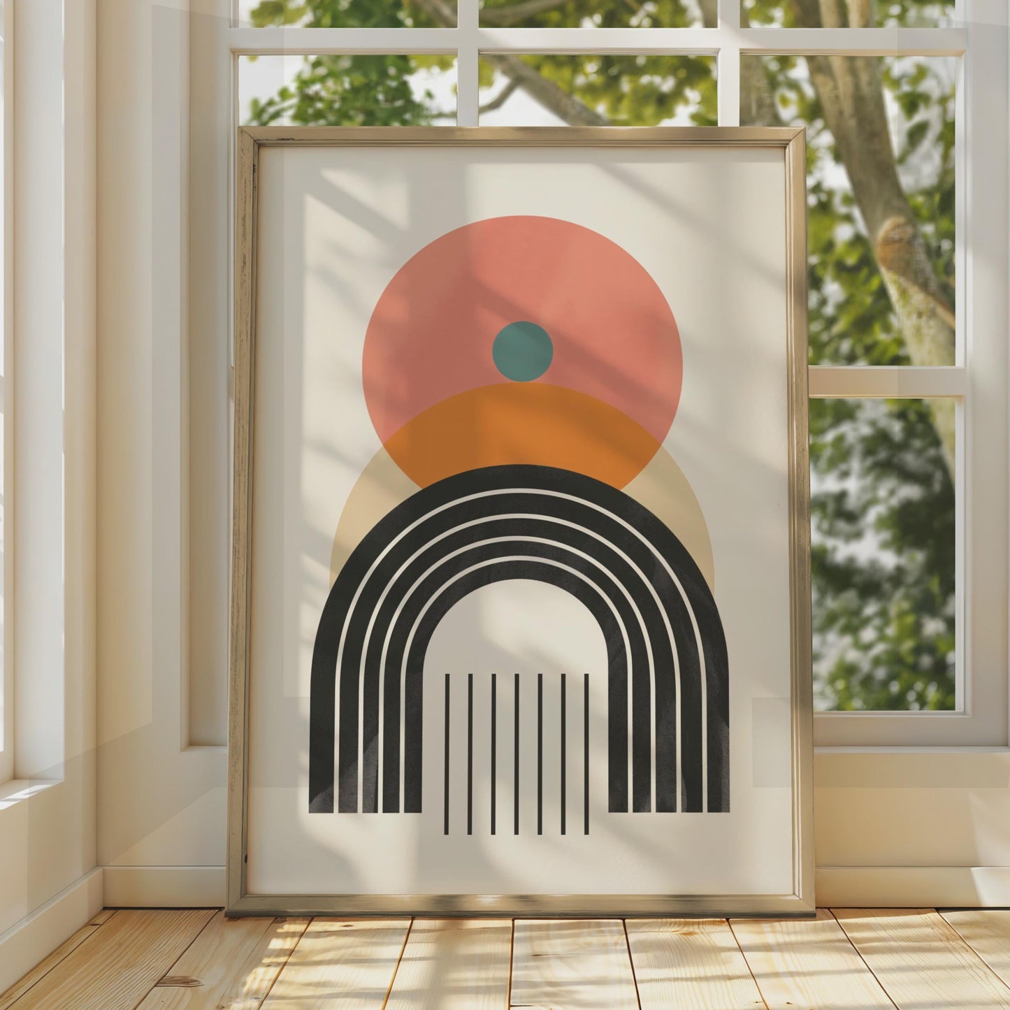 Boho Abstract Print, Geometric Rainbow Poster, Mid Century Modern Wall Art wall art print