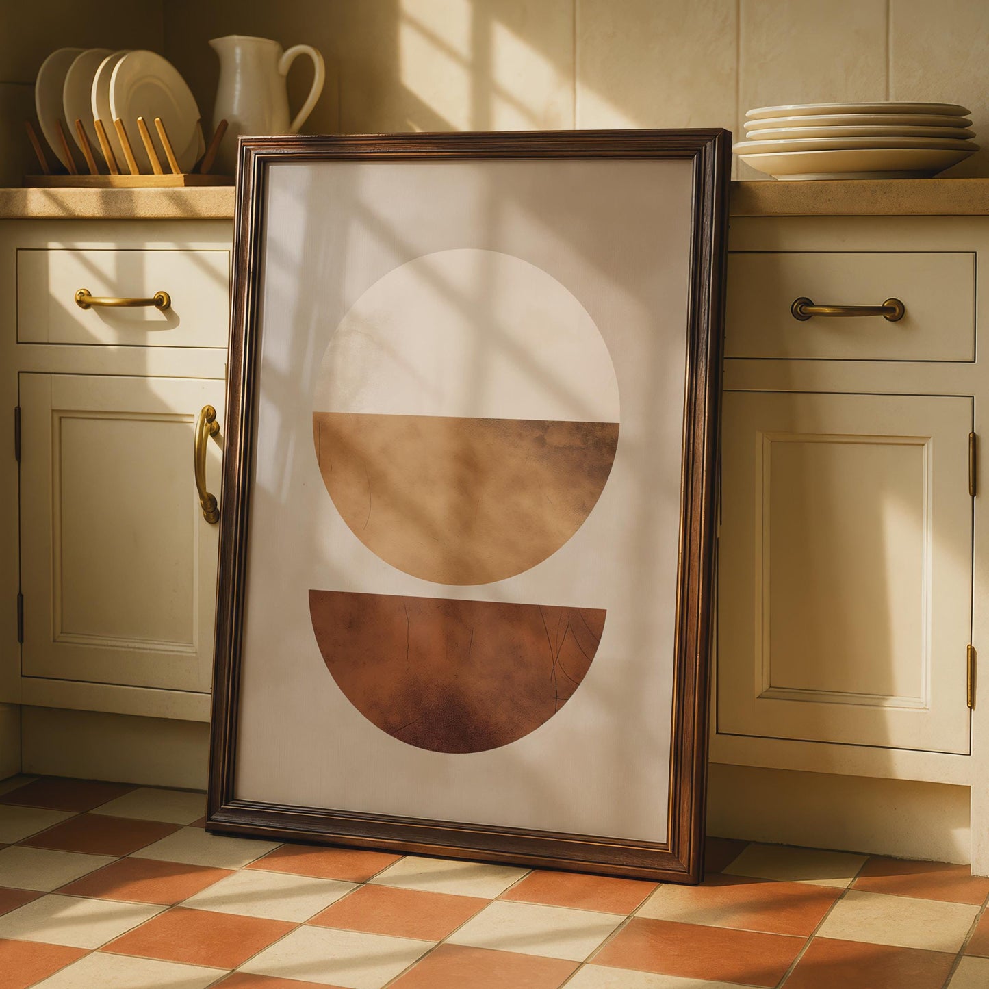 Boho Abstract Print, Terracotta Geometric Poster, Neutral Circle Wall Art, Minimalist Beige Decor wall art print