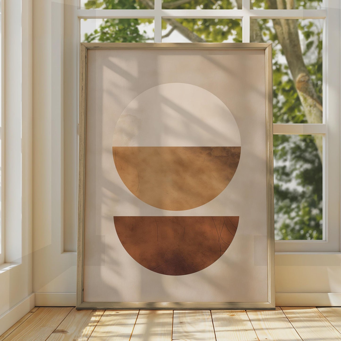 Boho Abstract Print, Terracotta Geometric Poster, Neutral Circle Wall Art, Minimalist Beige Decor wall art print