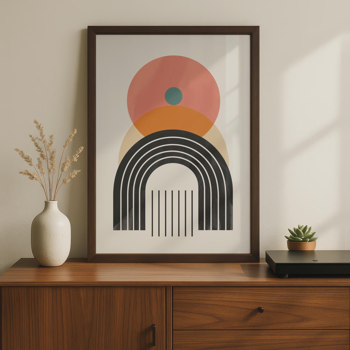 Boho Abstract Print, Geometric Rainbow Poster, Mid Century Modern Wall Art wall art print
