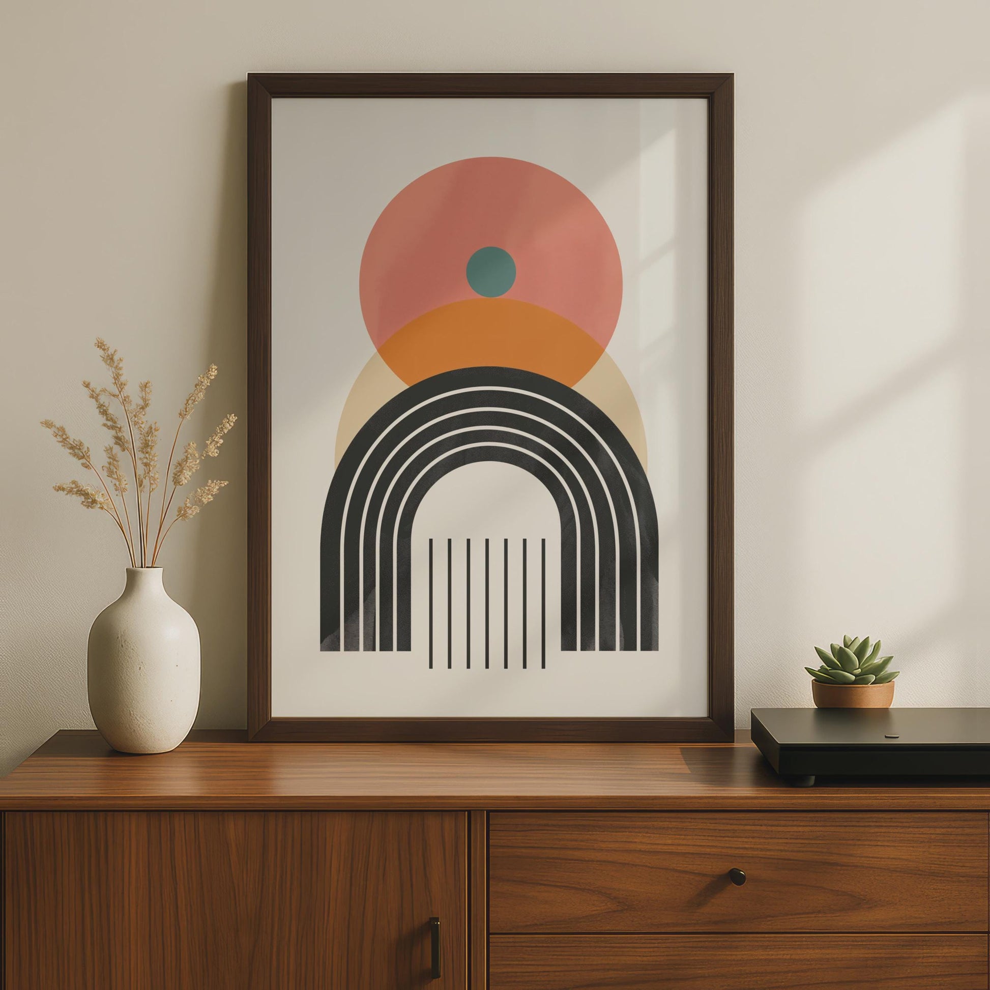 Boho Abstract Print, Geometric Rainbow Poster, Mid Century Modern Wall Art wall art print