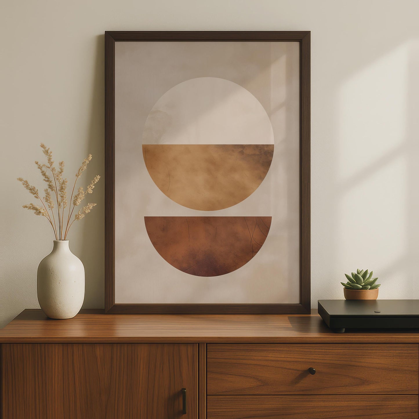 Boho Abstract Print, Terracotta Geometric Poster, Neutral Circle Wall Art, Minimalist Beige Decor wall art print