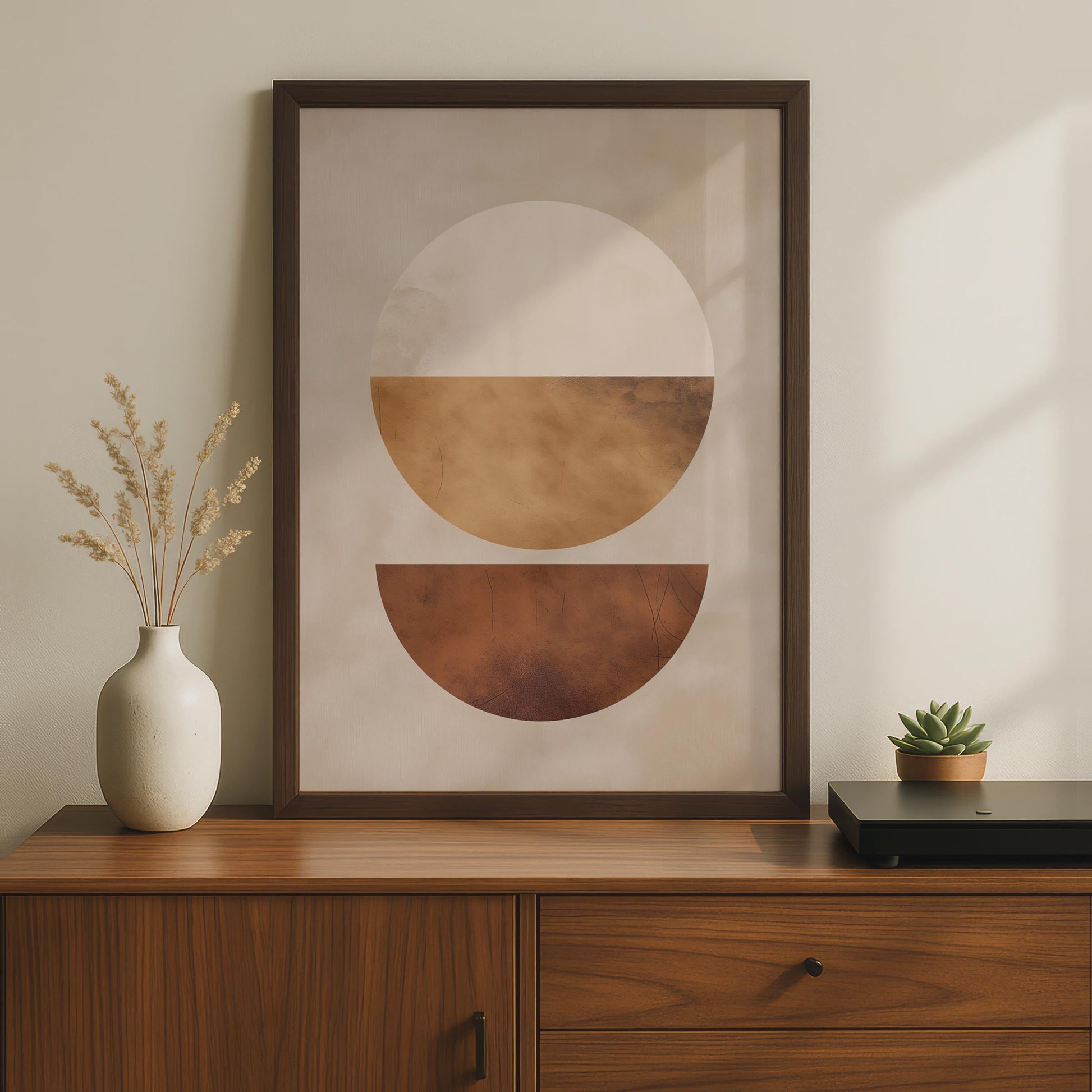 Boho Abstract Print, Terracotta Geometric Poster, Neutral Circle Wall Art, Minimalist Beige Decor wall art print