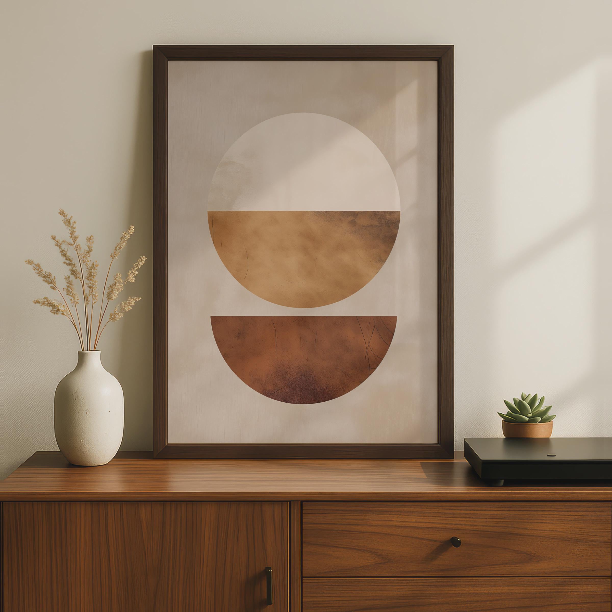 Boho Abstract Print, Terracotta Geometric Poster, Neutral Circle Wall Art, Minimalist Beige Decor wall art print