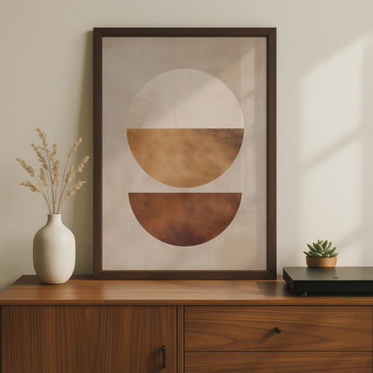 Boho Abstract Print, Terracotta Geometric Poster, Neutral Circle Wall Art, Minimalist Beige Decor wall art print