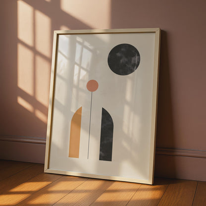 Boho Abstract Geometric Print, Arch Circle Wall Art, Neutral Terracotta Mustard Poster wall art print