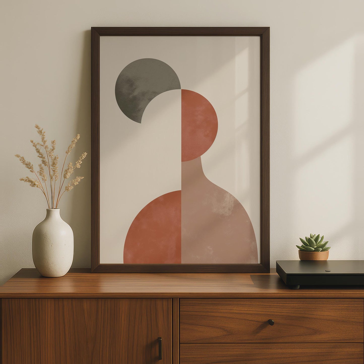 Boho Abstract Print, Terracotta Geometric Shapes Wall Art, Mid Century Modern Poster wall art print