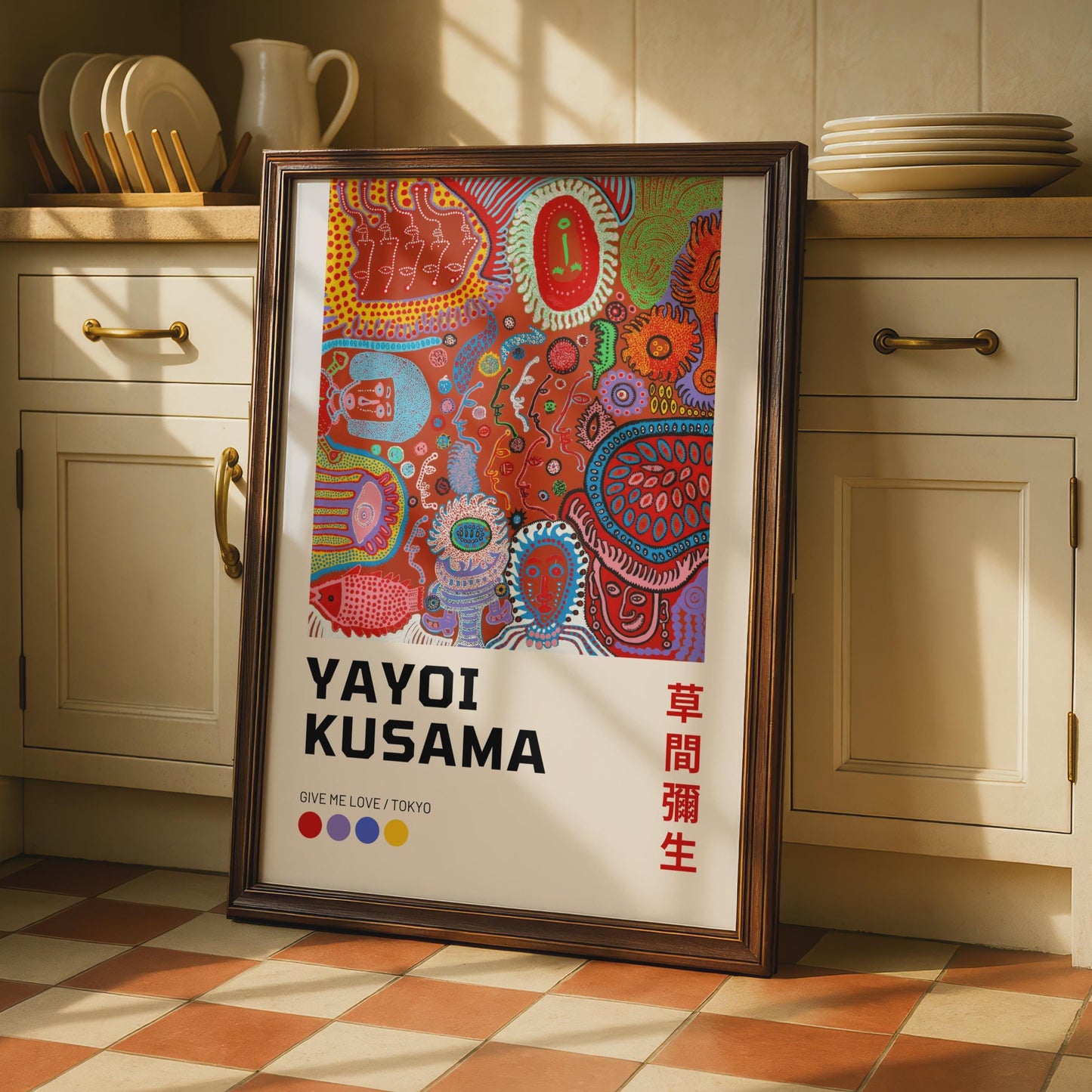 Yayoi Kusama Art Print, Contemporary Wall Art, Abstract Faces, Colourful Home Decor, Tokyo Inspired wall art print