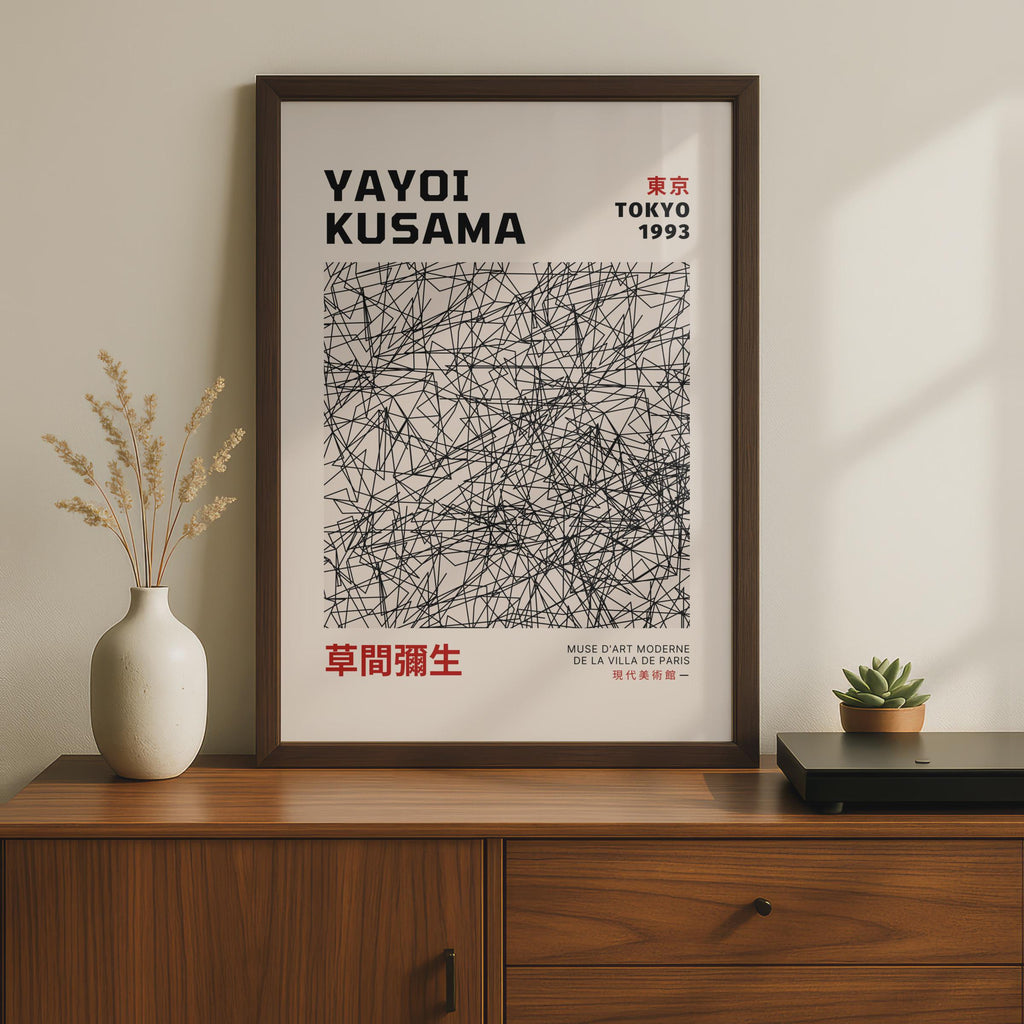 Yayoi Kusama Inspired Wall Art, Abstract Line Drawing, Tokyo 1993 Poster, Minimalist Print wall art print