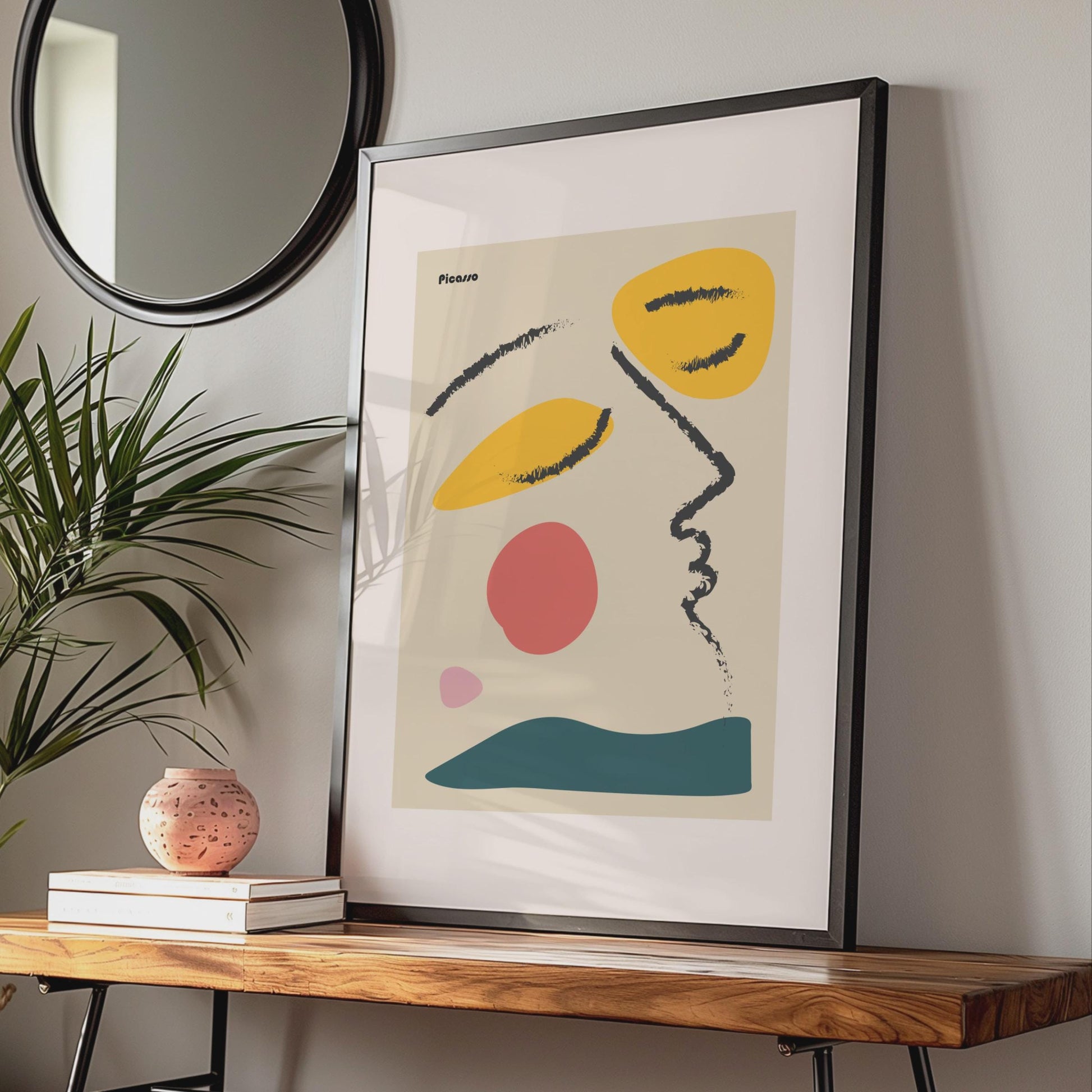 Abstract Minimalist Picasso Art Print, Colourful Contemporary Wall Decor, Modern Face Artwork wall art print