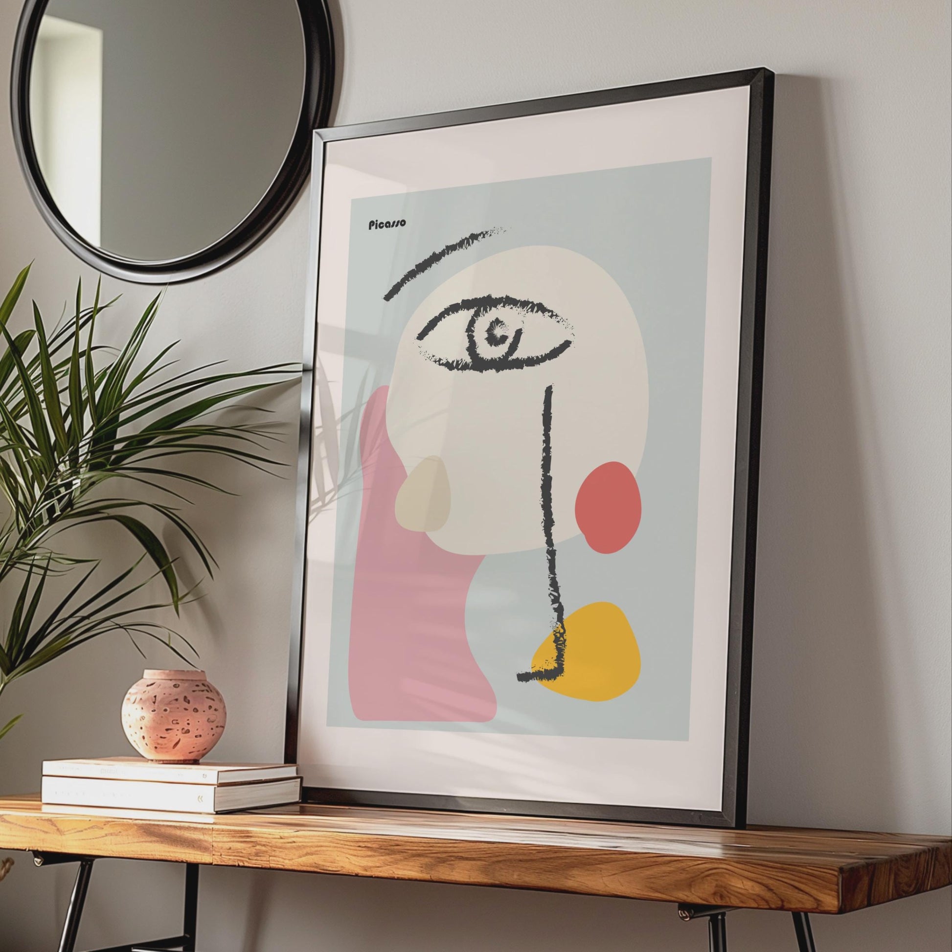 Picasso-Inspired Abstract Art Print, Minimalist Face Poster, Modern Wall Decor, Colourful Line Art wall art print