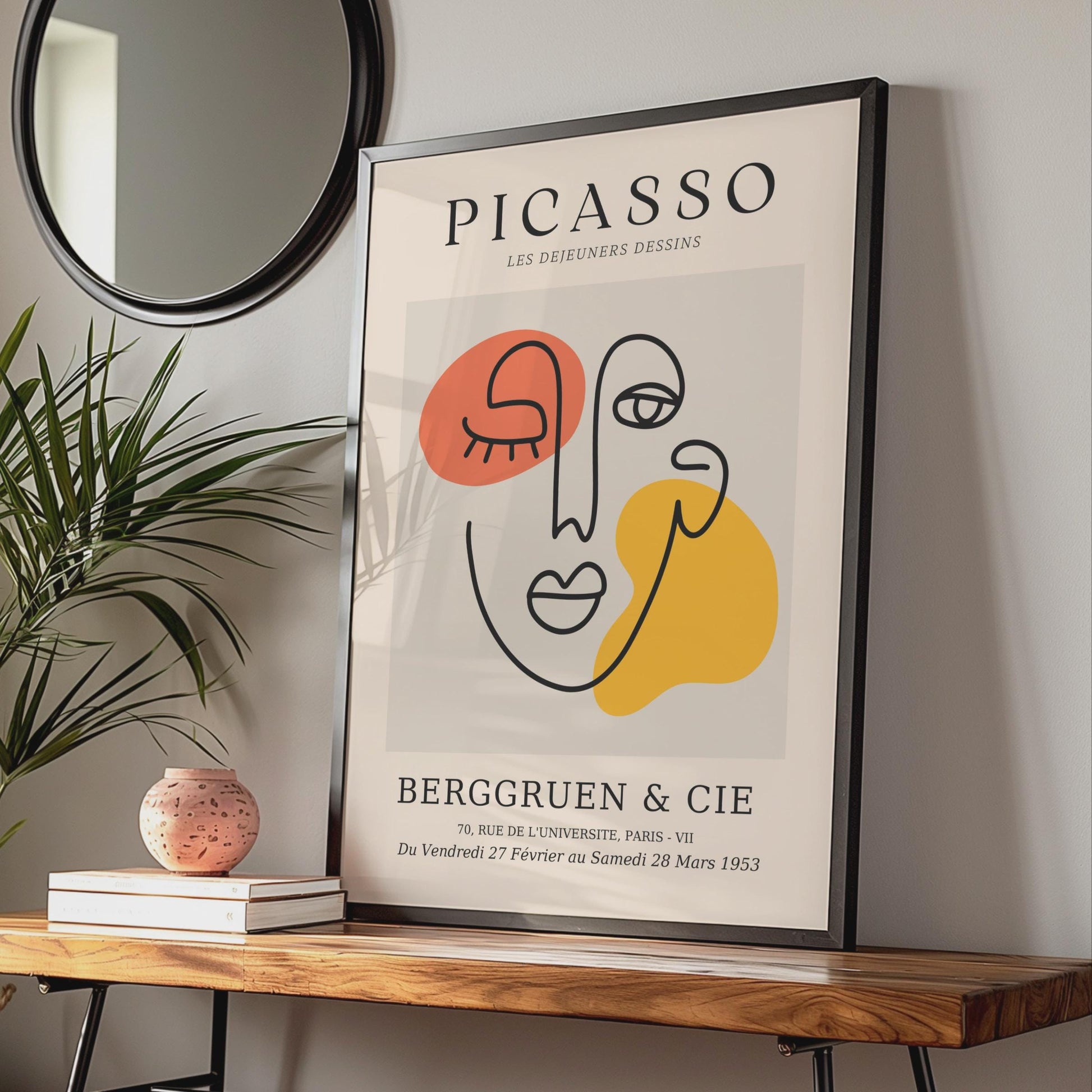 Picasso Inspired Line Art Poster, Minimalist Abstract Face Wall Decor wall art print