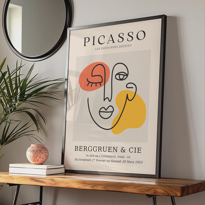 Picasso Inspired Line Art Poster, Minimalist Abstract Face Wall Decor wall art print