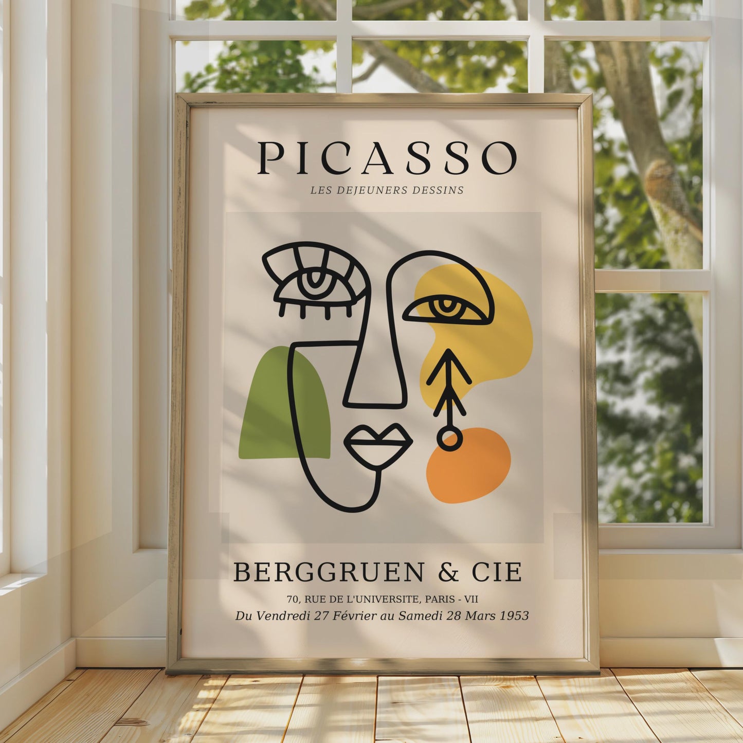 Picasso Inspired Line Drawing Face Art Print, Abstract Minimalist Poster wall art print