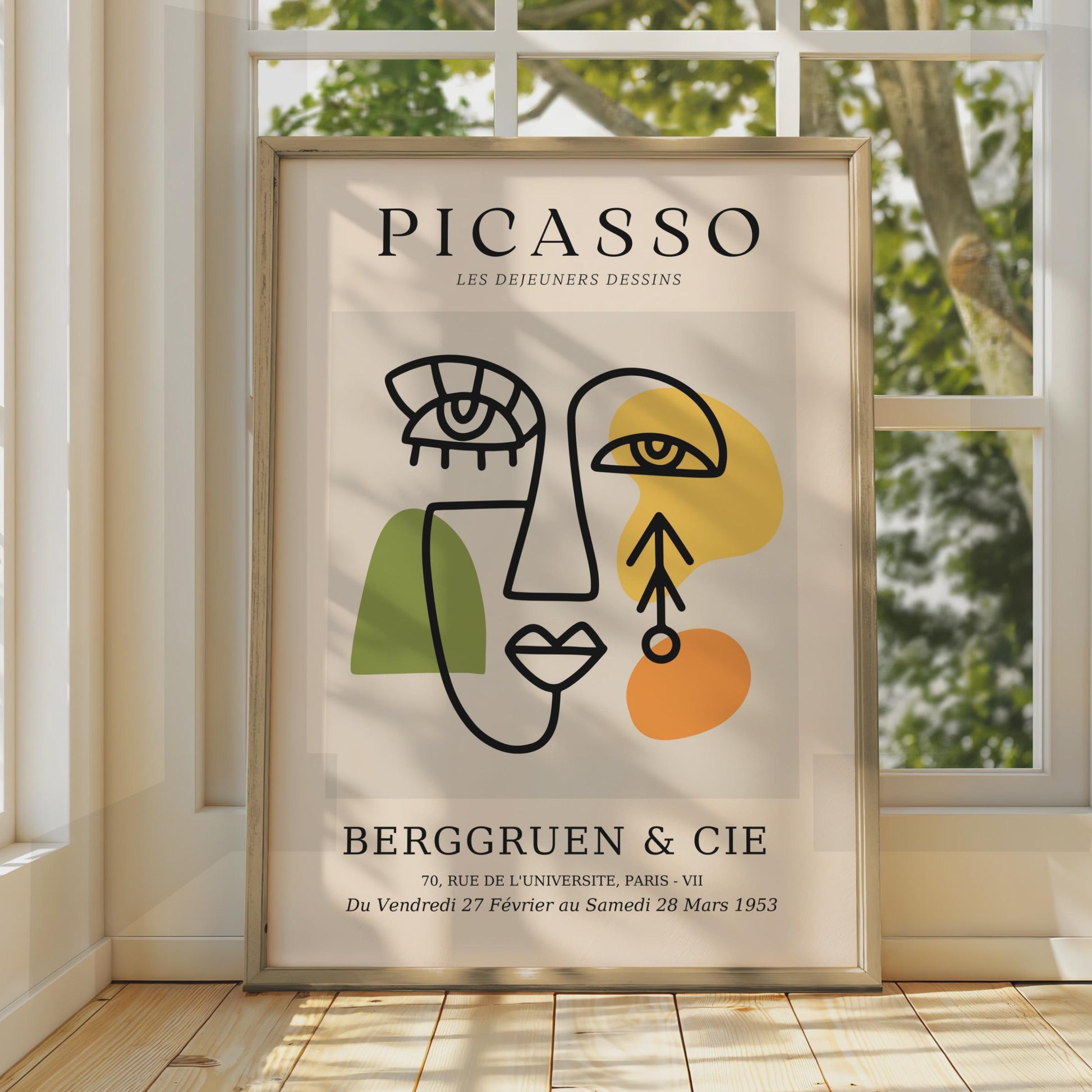Picasso Inspired Line Drawing Face Art Print, Abstract Minimalist Poster wall art print