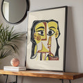Picasso-Inspired Art Print, Abstract Portrait, Minimalist Wall Art, Colourful Home Decor, Modern wall art print