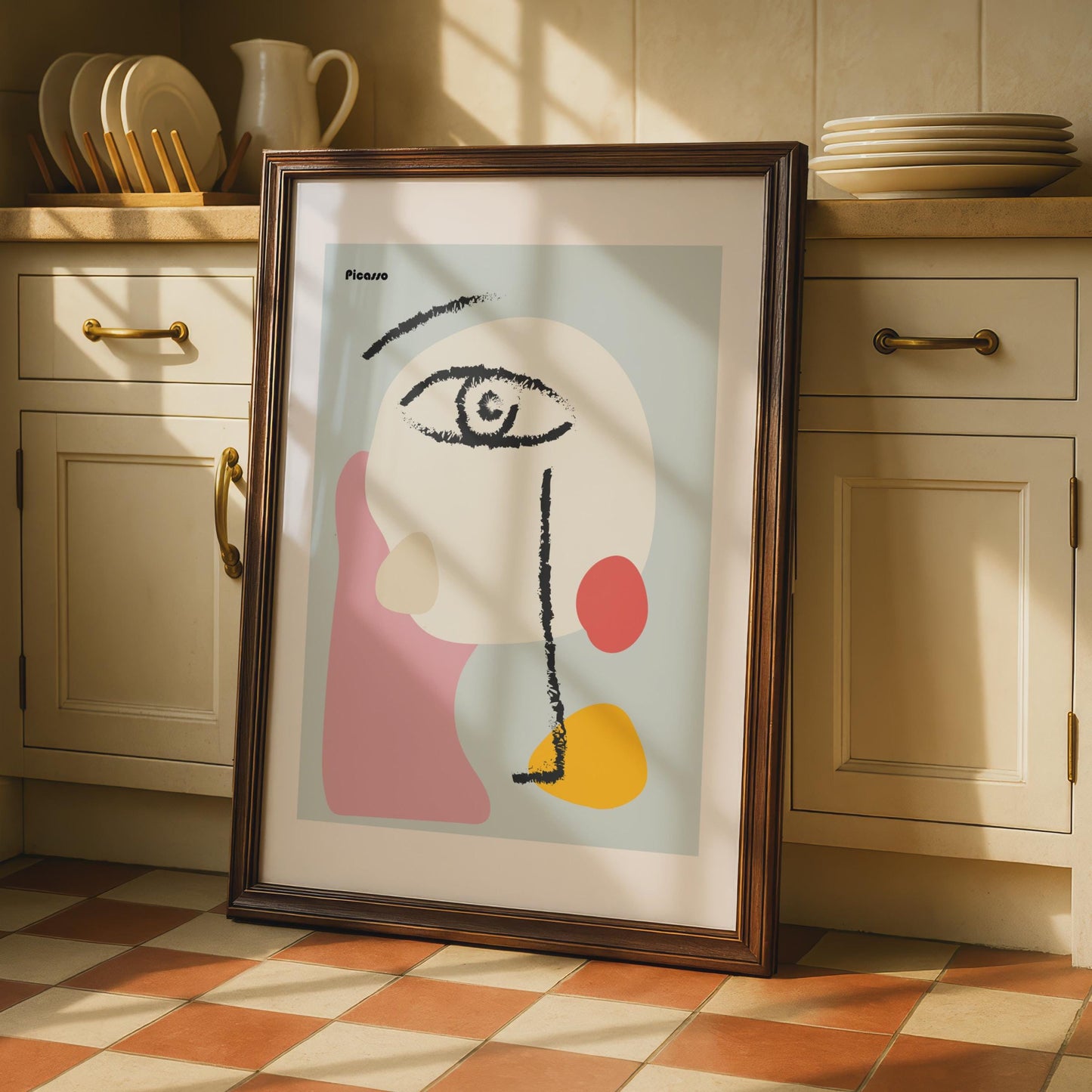 Picasso-Inspired Abstract Art Print, Minimalist Face Poster, Modern Wall Decor, Colourful Line Art wall art print
