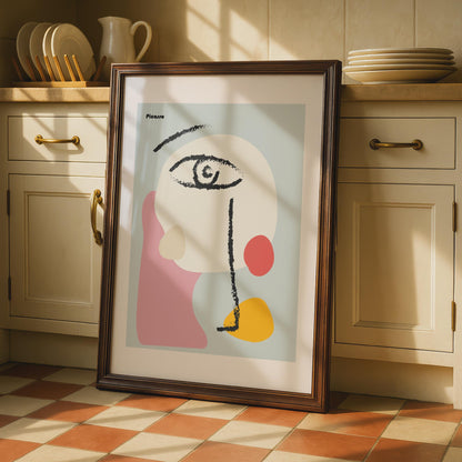 Picasso-Inspired Abstract Art Print, Minimalist Face Poster, Modern Wall Decor, Colourful Line Art wall art print