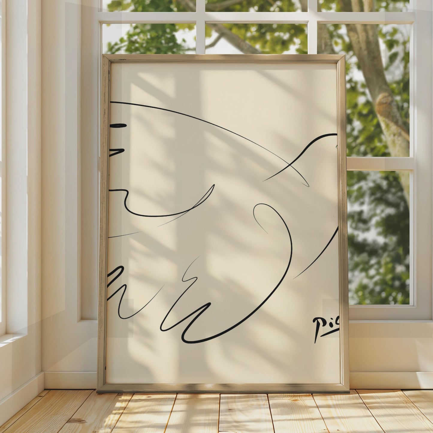 Minimalist Dove Line Art Print, Abstract Black and White Wall Decor, Picasso Inspired Artwork wall art print