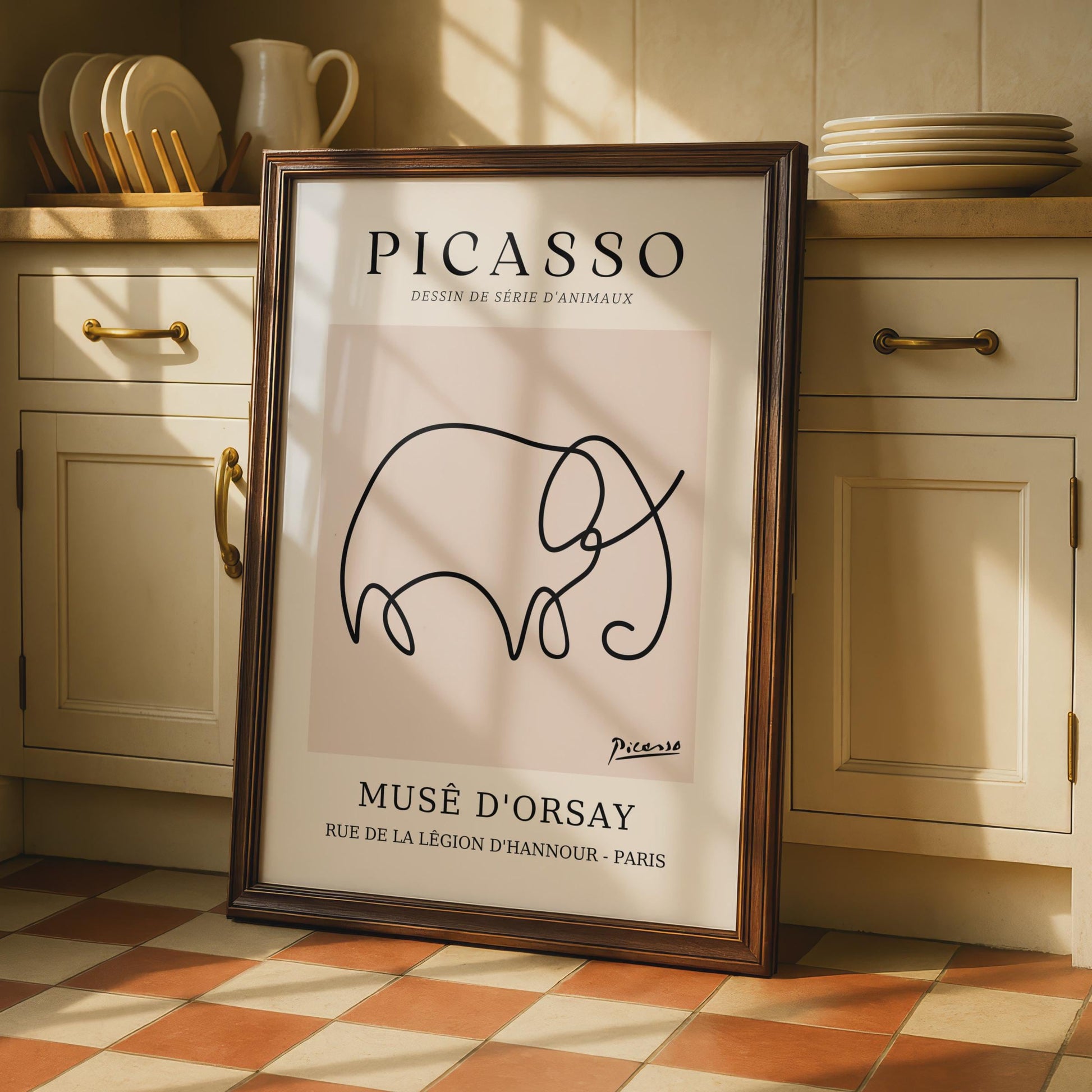 Picasso Inspired Elephant Line Art Print, Minimalist Animal Poster, Boho Wall Decor, Musee d'Orsay wall art print