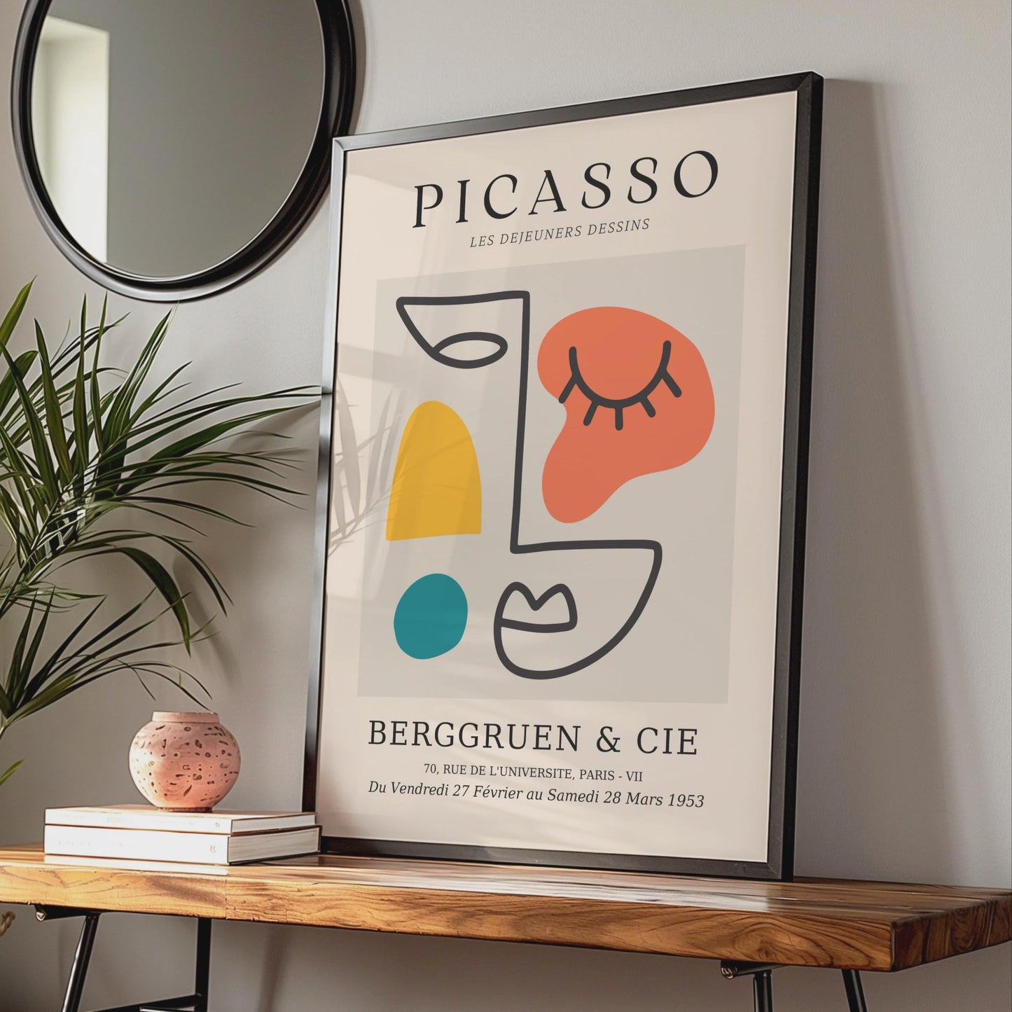 Picasso Inspired Art Print, Abstract Line Drawing, Colourful Minimalist Wall Art, Modern Home Decor wall art print