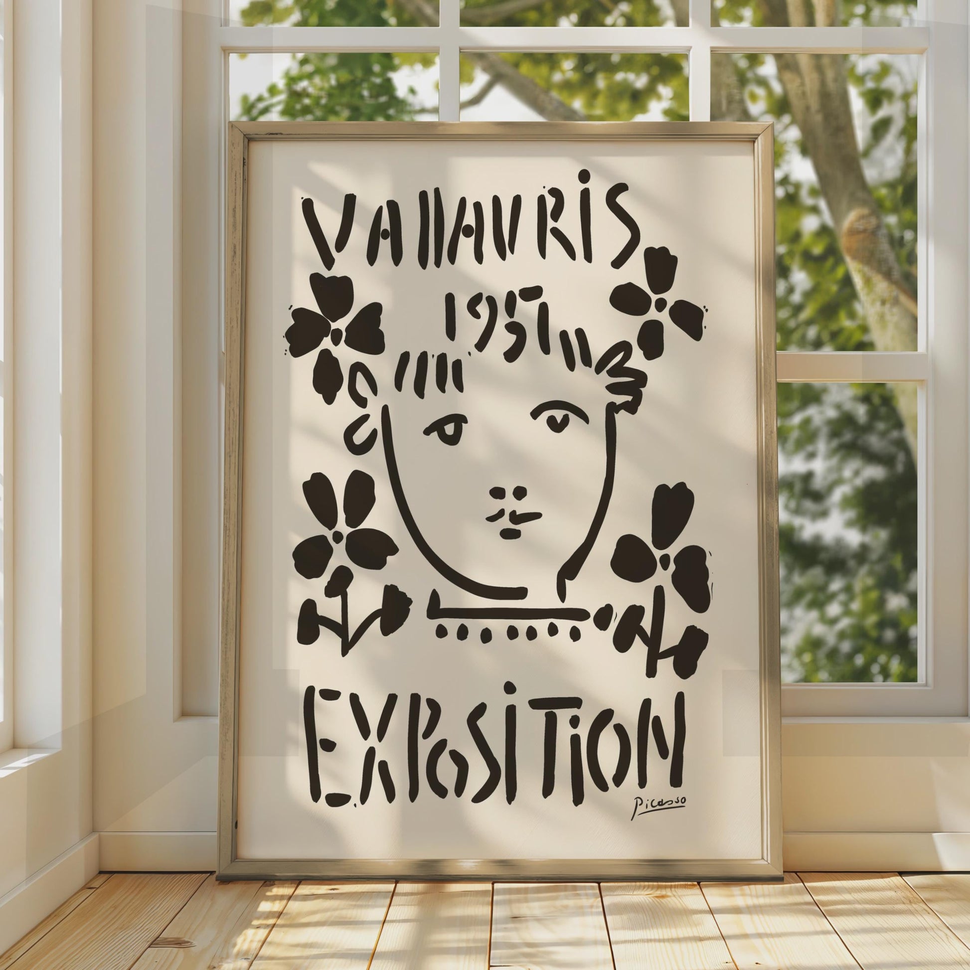 Vallauris Exposition 1957 Art Print, Abstract Floral Artwork, Minimalist Wall Decor, Picasso Style wall art print