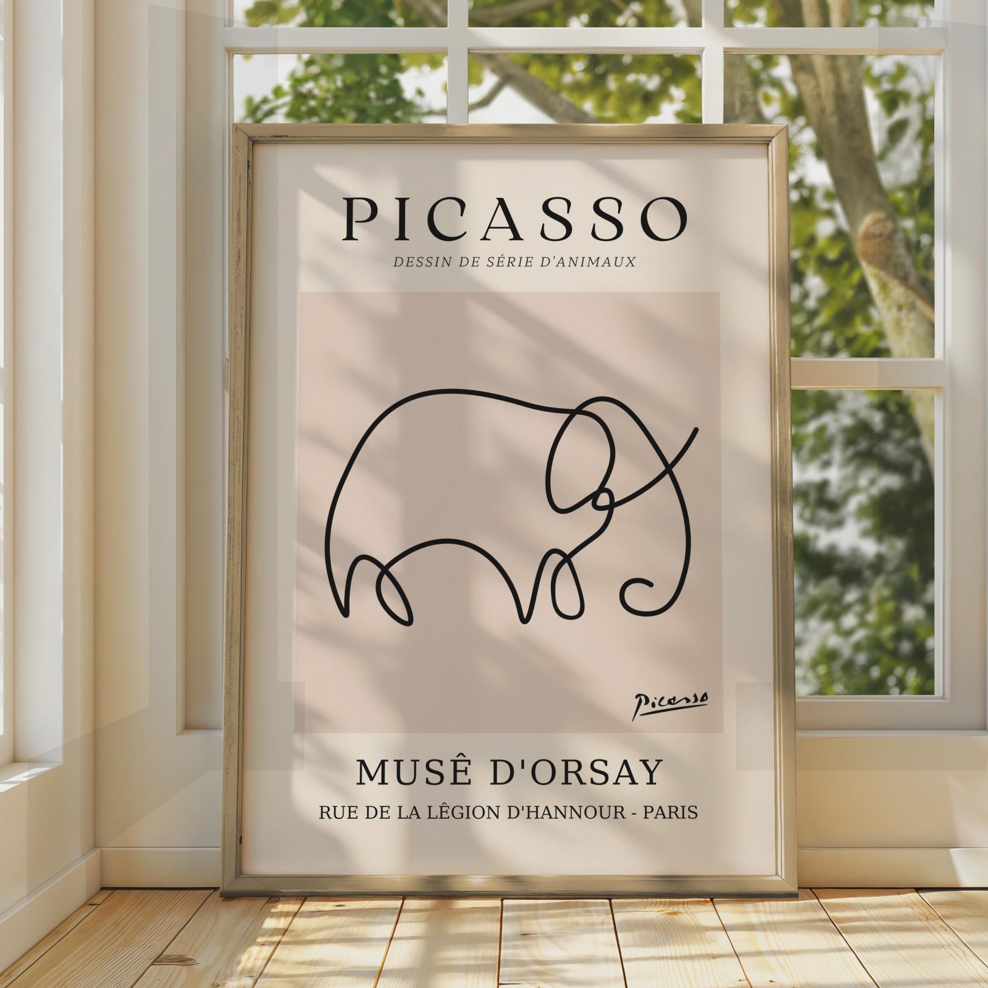 Picasso Inspired Elephant Line Art Print, Minimalist Animal Poster, Boho Wall Decor, Musee d'Orsay wall art print