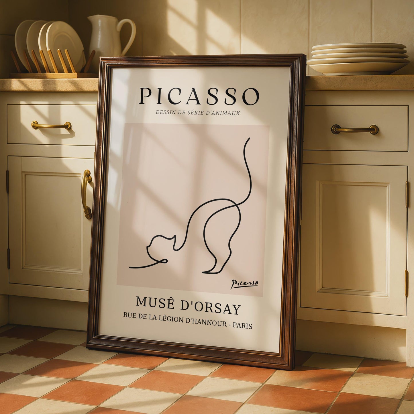 Picasso Cat Wall Art Print, Minimalist Animal Line Art, Musee d'Orsay Paris Decor wall art print