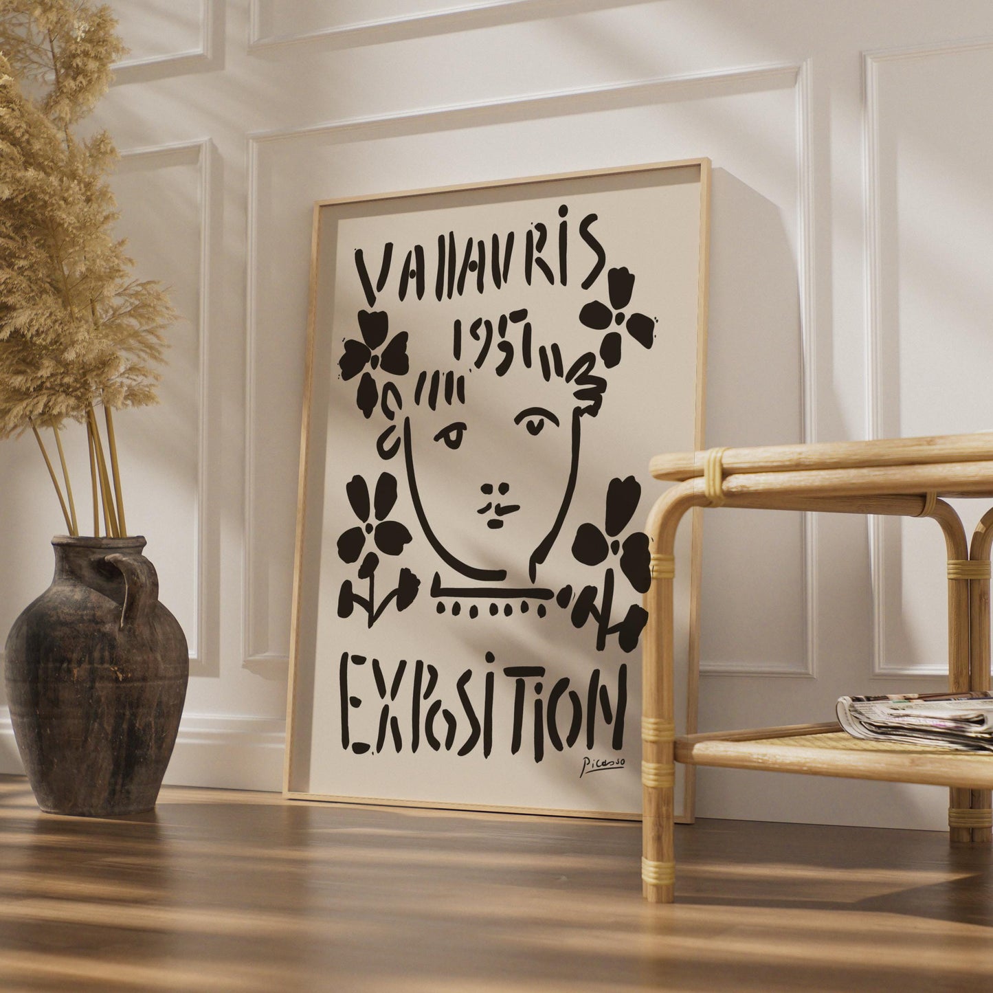 Vallauris Exposition 1957 Art Print, Abstract Floral Artwork, Minimalist Wall Decor, Picasso Style wall art print