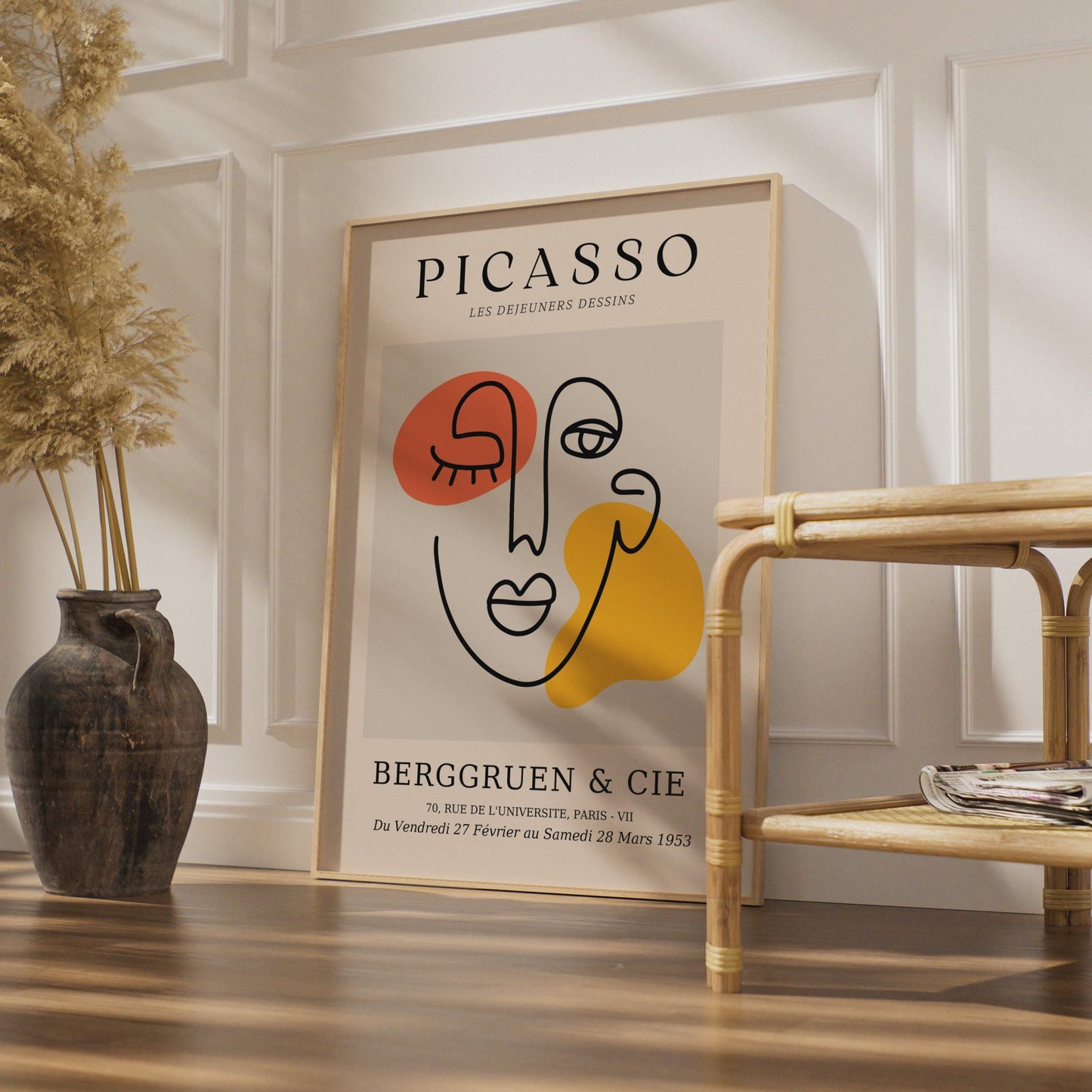 Picasso Inspired Line Art Poster, Minimalist Abstract Face Wall Decor wall art print