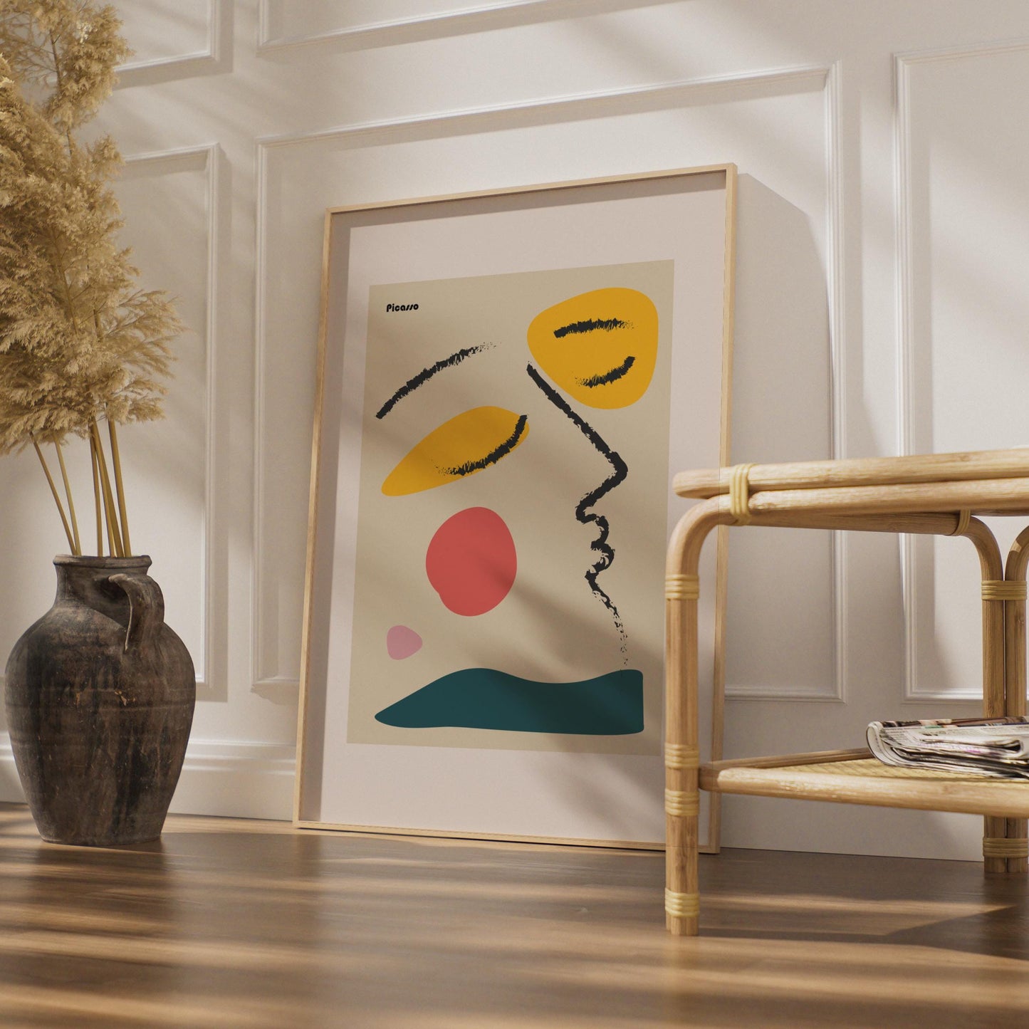 Abstract Minimalist Picasso Art Print, Colourful Contemporary Wall Decor, Modern Face Artwork wall art print