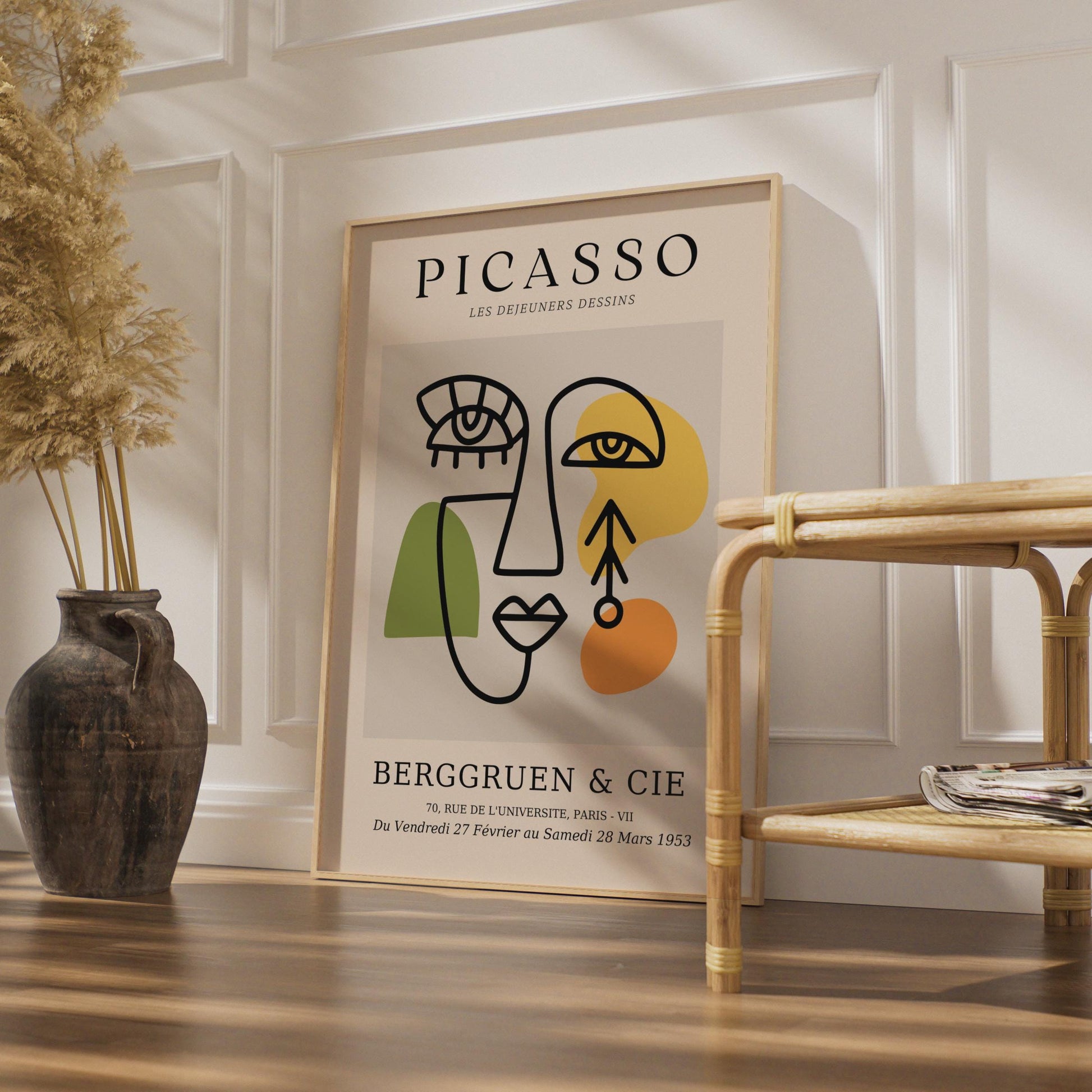 Picasso Inspired Line Drawing Face Art Print, Abstract Minimalist Poster wall art print
