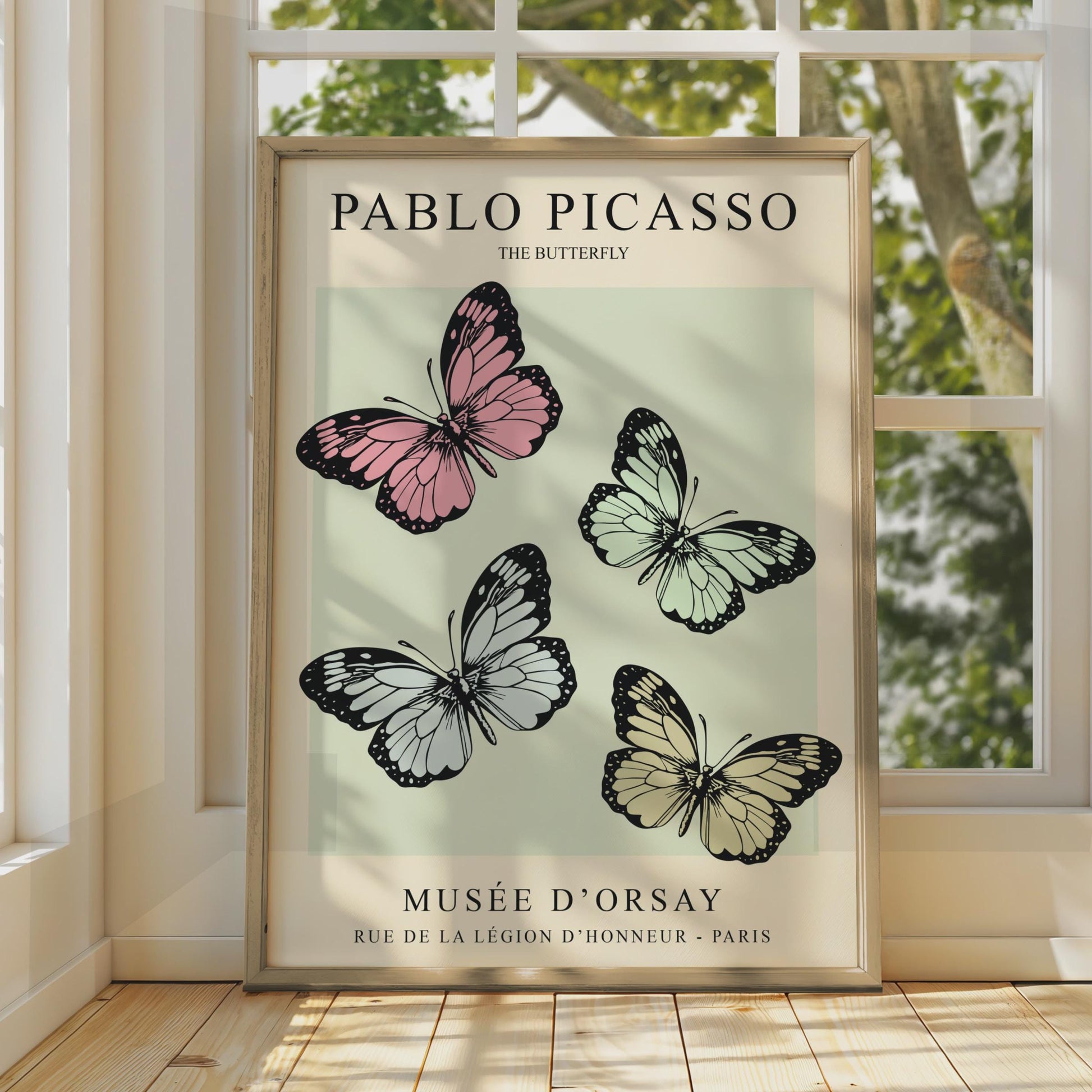 Picasso Butterfly Art Print, Minimalist Pastel Wall Art, Musee d'Orsay Poster wall art print
